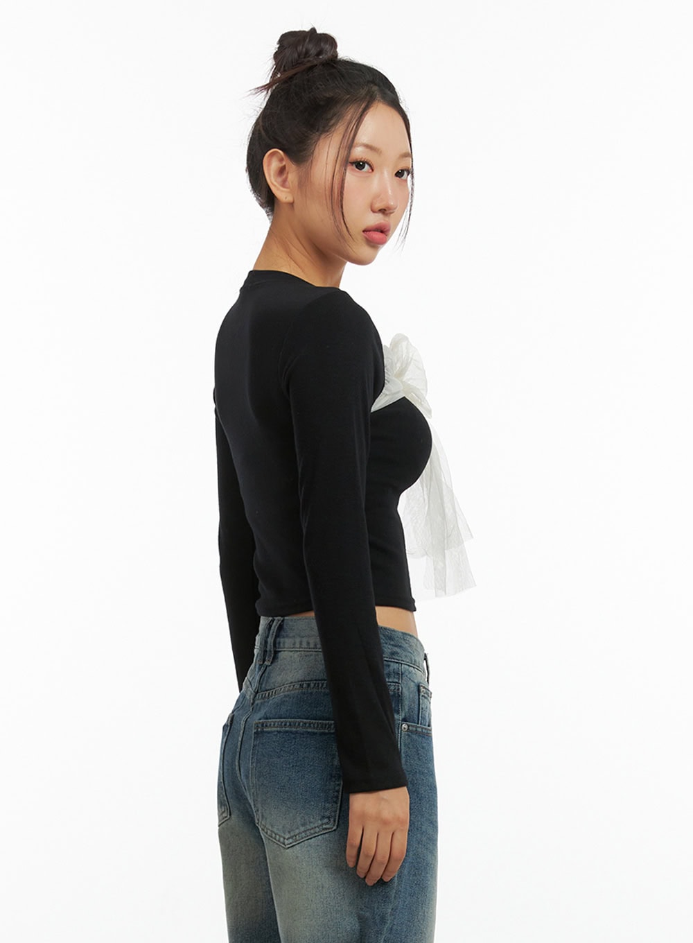 Ribbon Tied Long Sleeve Top IS402