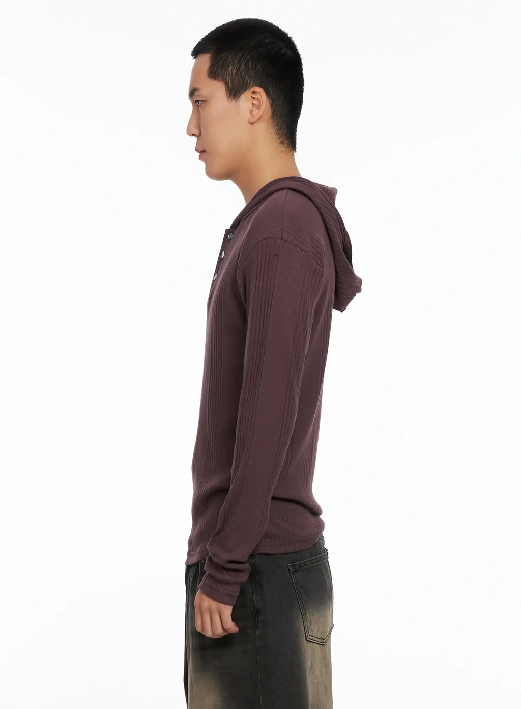 Men's Henley Neck Long Sleeve Hoodie IS502