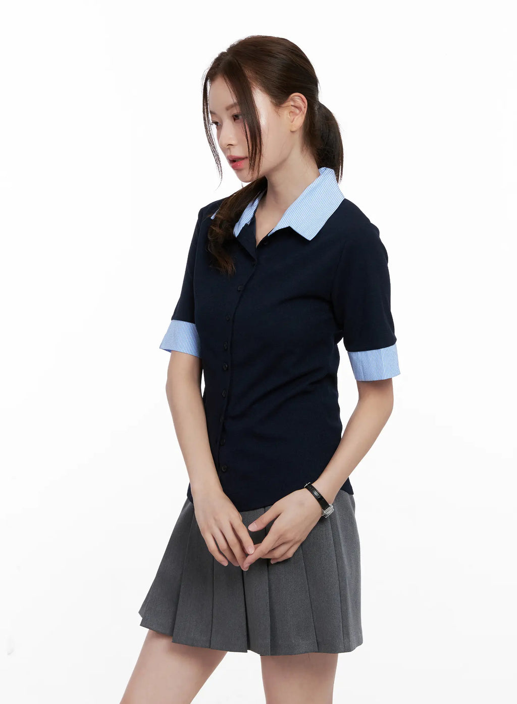 Layered Collar Short-Sleeve Shirt CL524