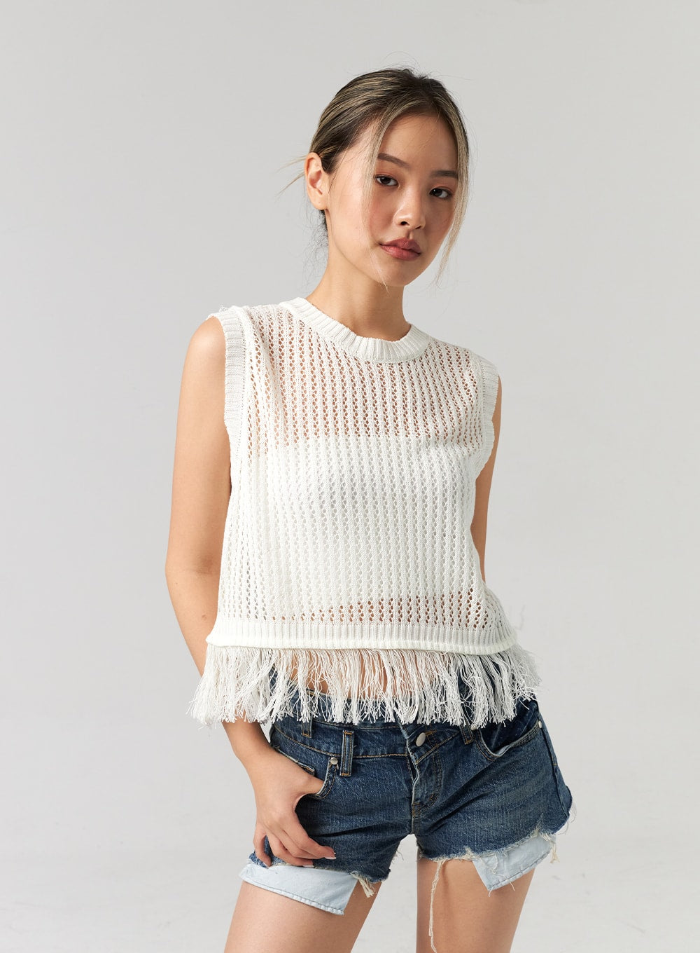 Mesh Fringe Vest CL305