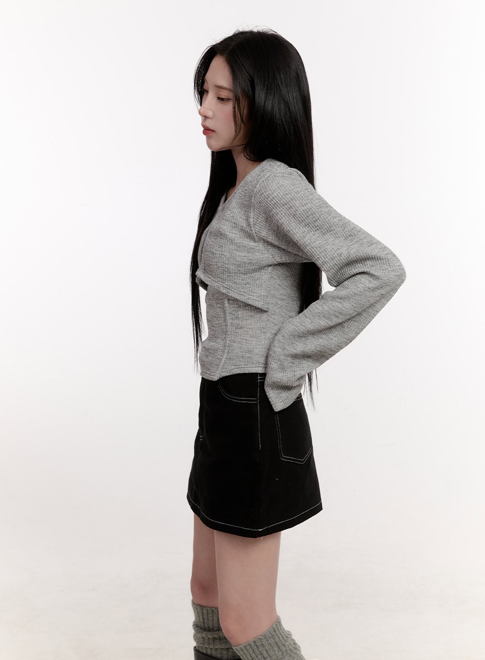 Crop Cardigan Layered Top Set CJ529