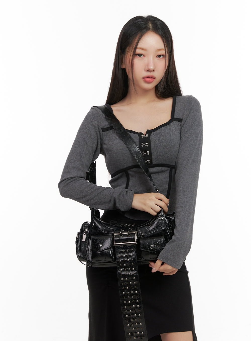 Studded Buckle Shoulder Bag CD411