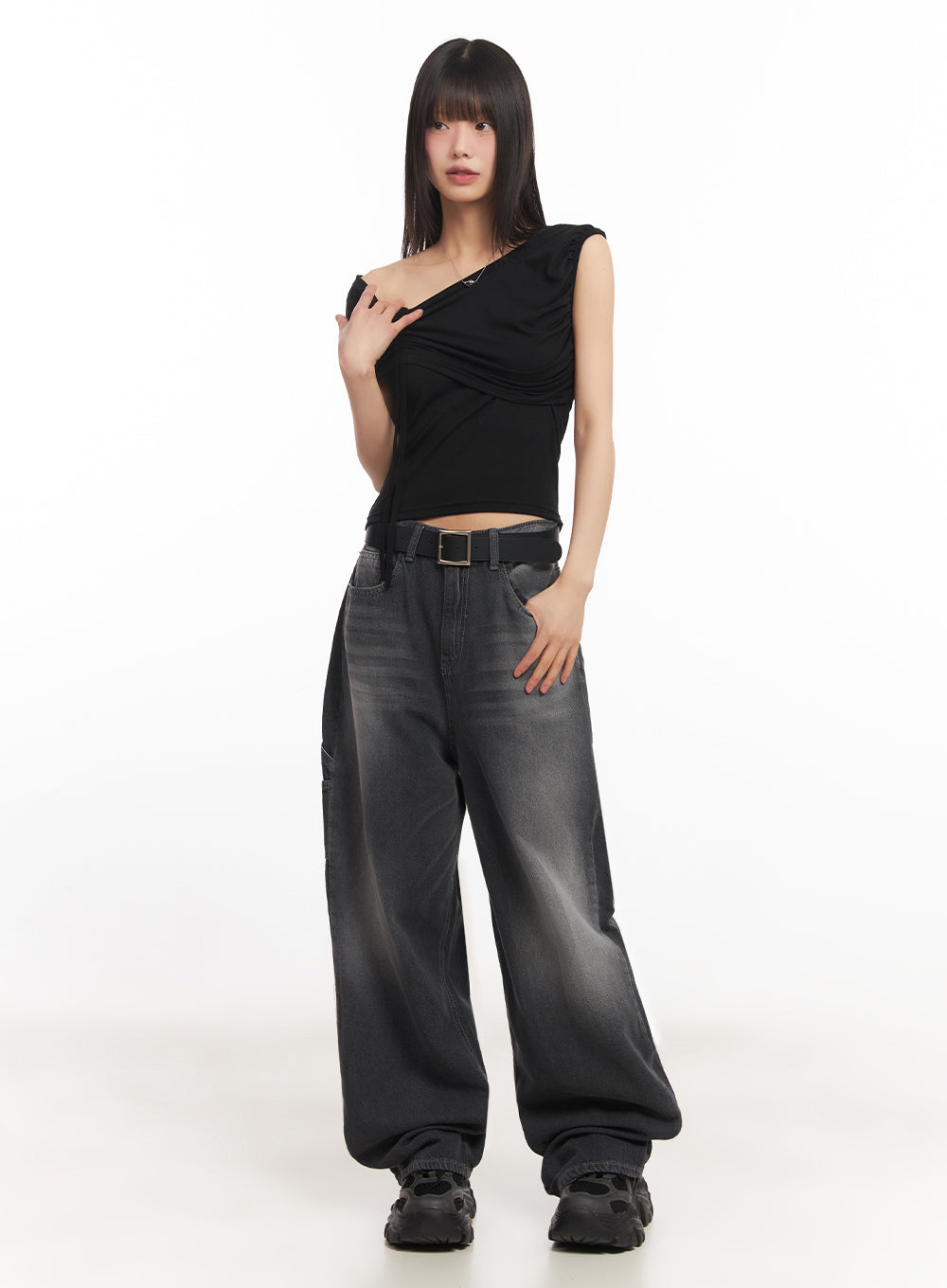 Ribbon One-Shoulder Crop Top IA528