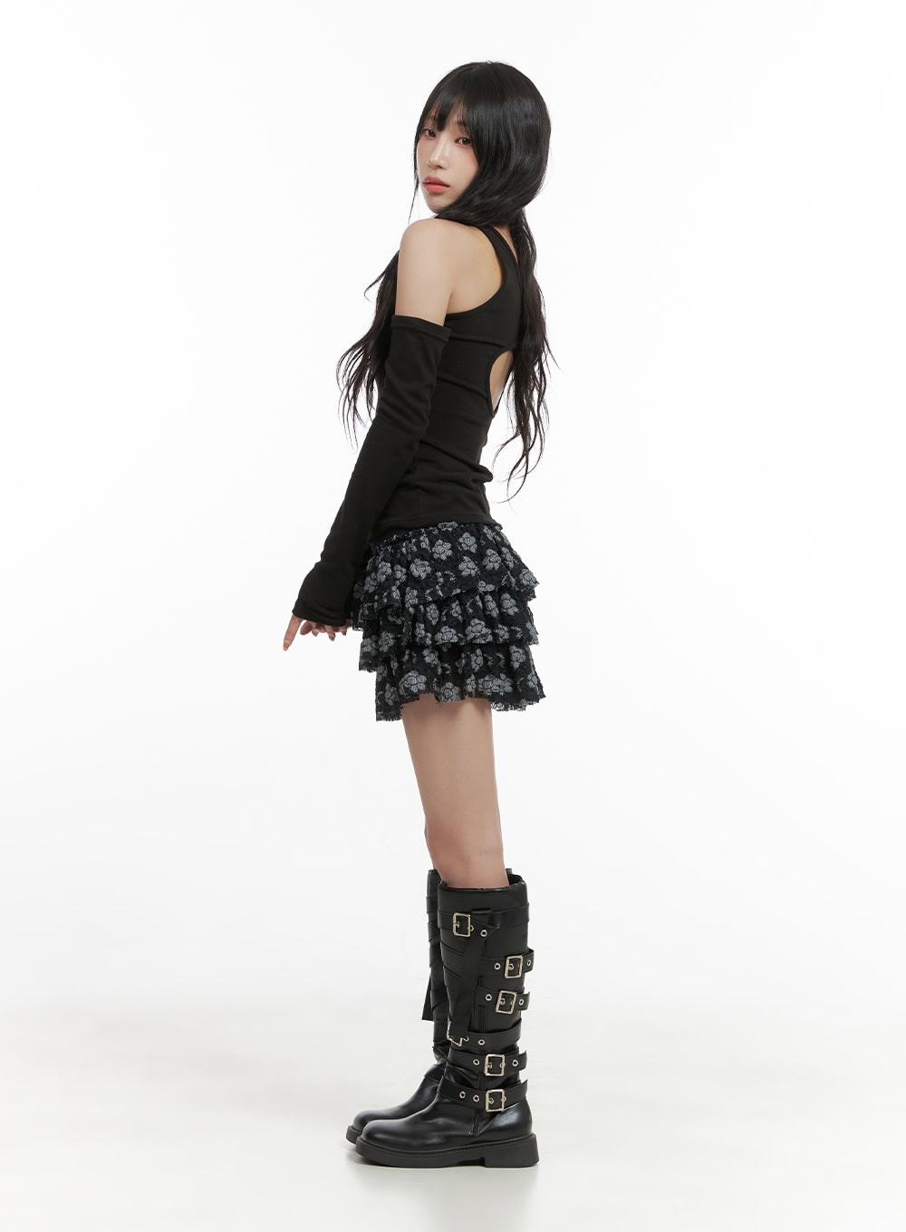 Back Cut-Out Open Shoulder Long Sleeve CG420