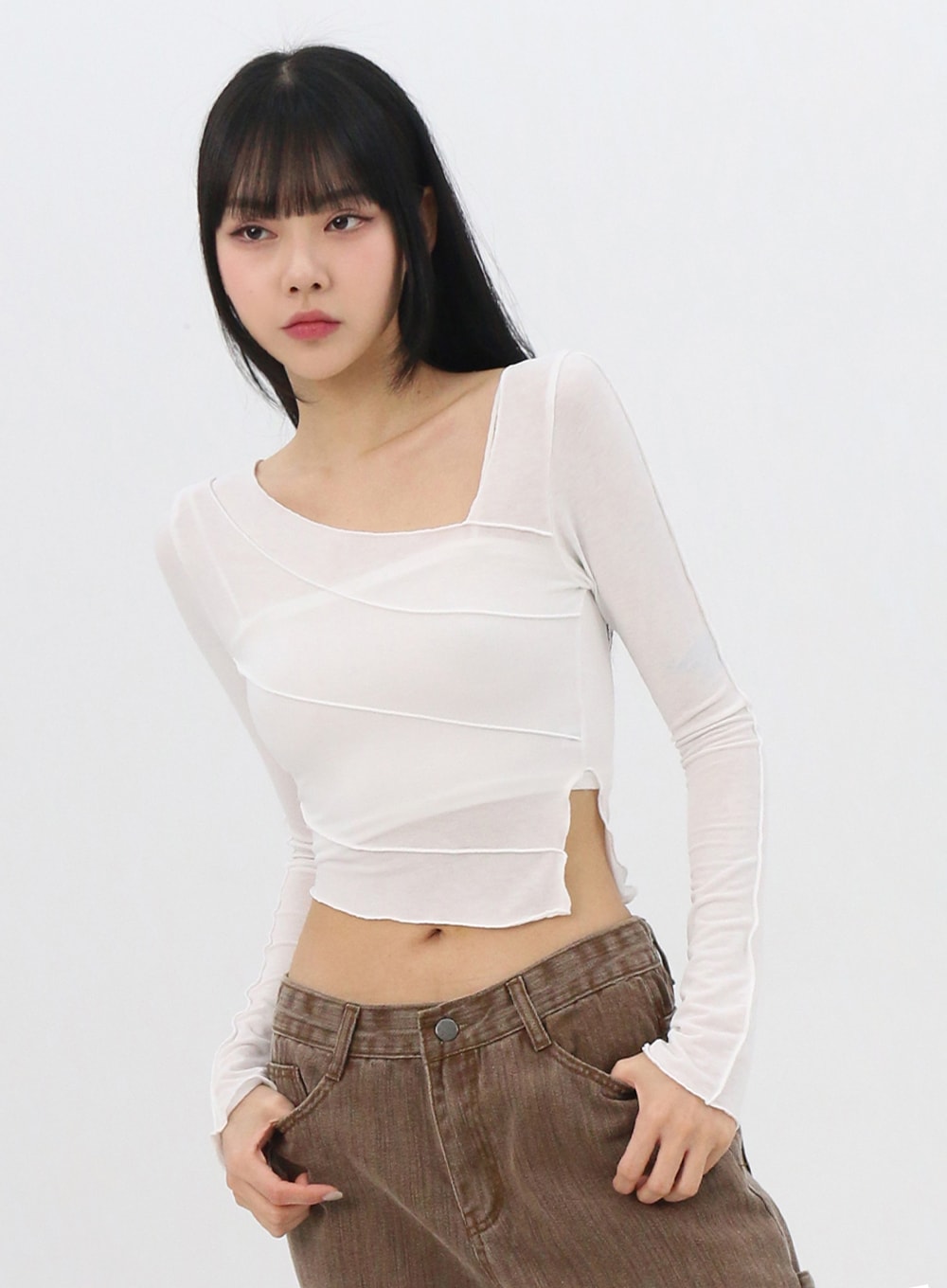Slim Fit Long Sleeve Crop Tee IN310