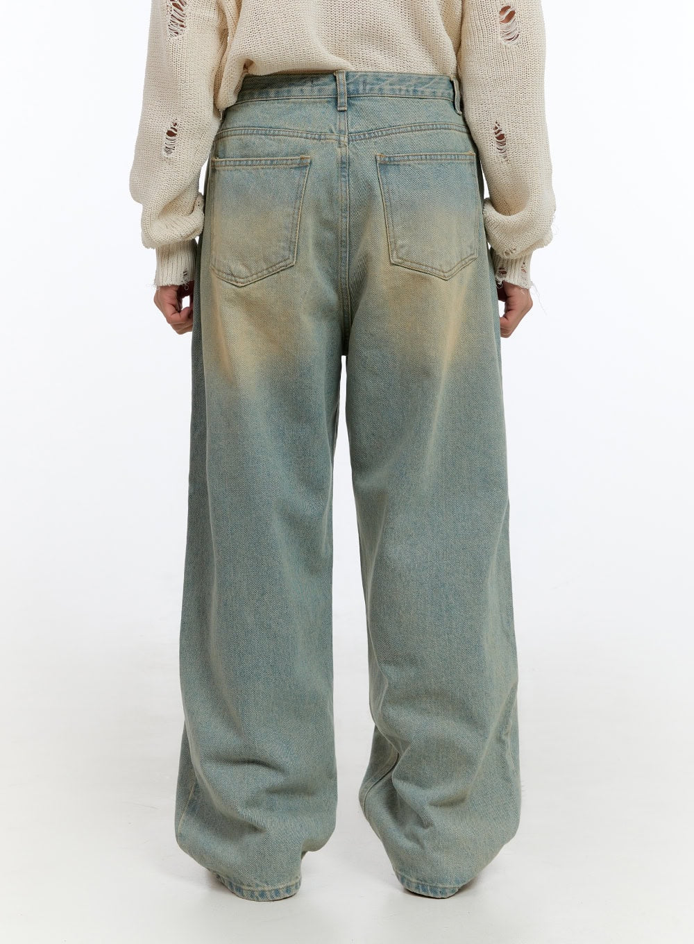 Men's Washed Cotton Wide Fit Jeans IS412