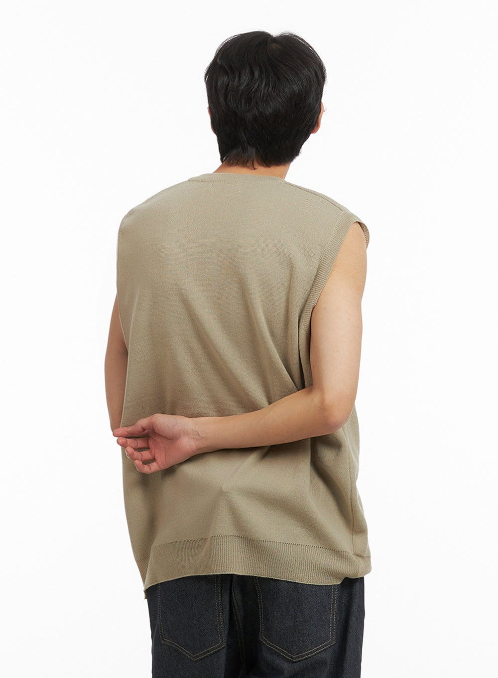 Men's Classic V-Neck Knit Vest (Beige) IY424