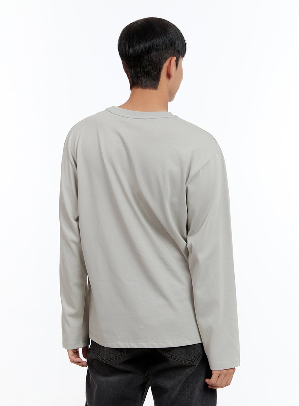 Men's Basic Cotton Long Sleeve T-Shirt (Gray) IS412