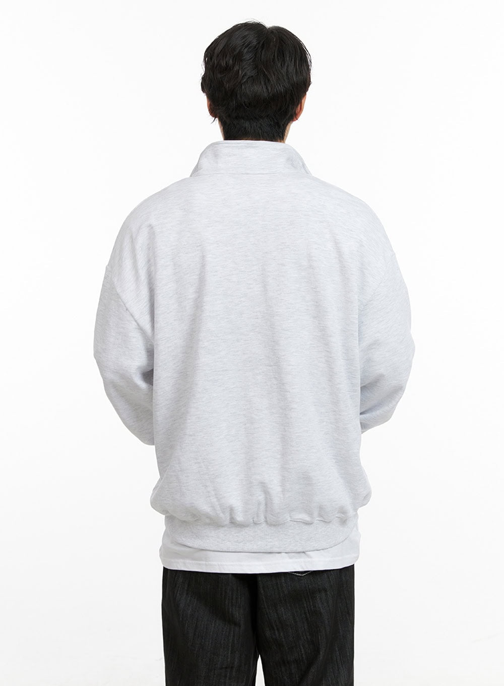 Men's Cozy Zip-Up Solid Sweatshirt (White) IG409