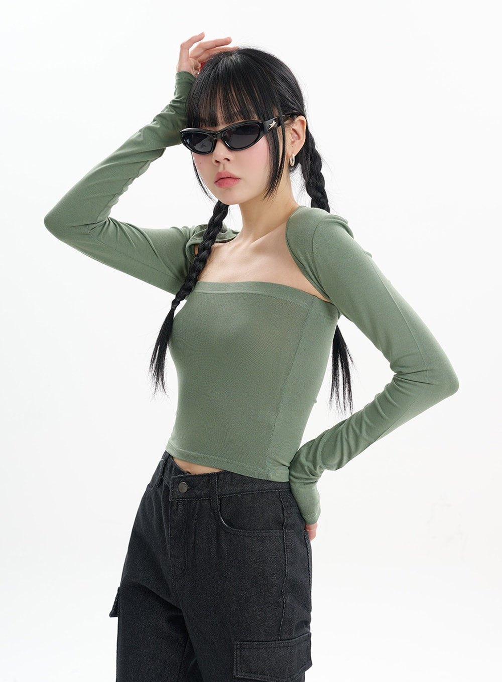 Hollow Out Shrug and Solid Tube Top IF413