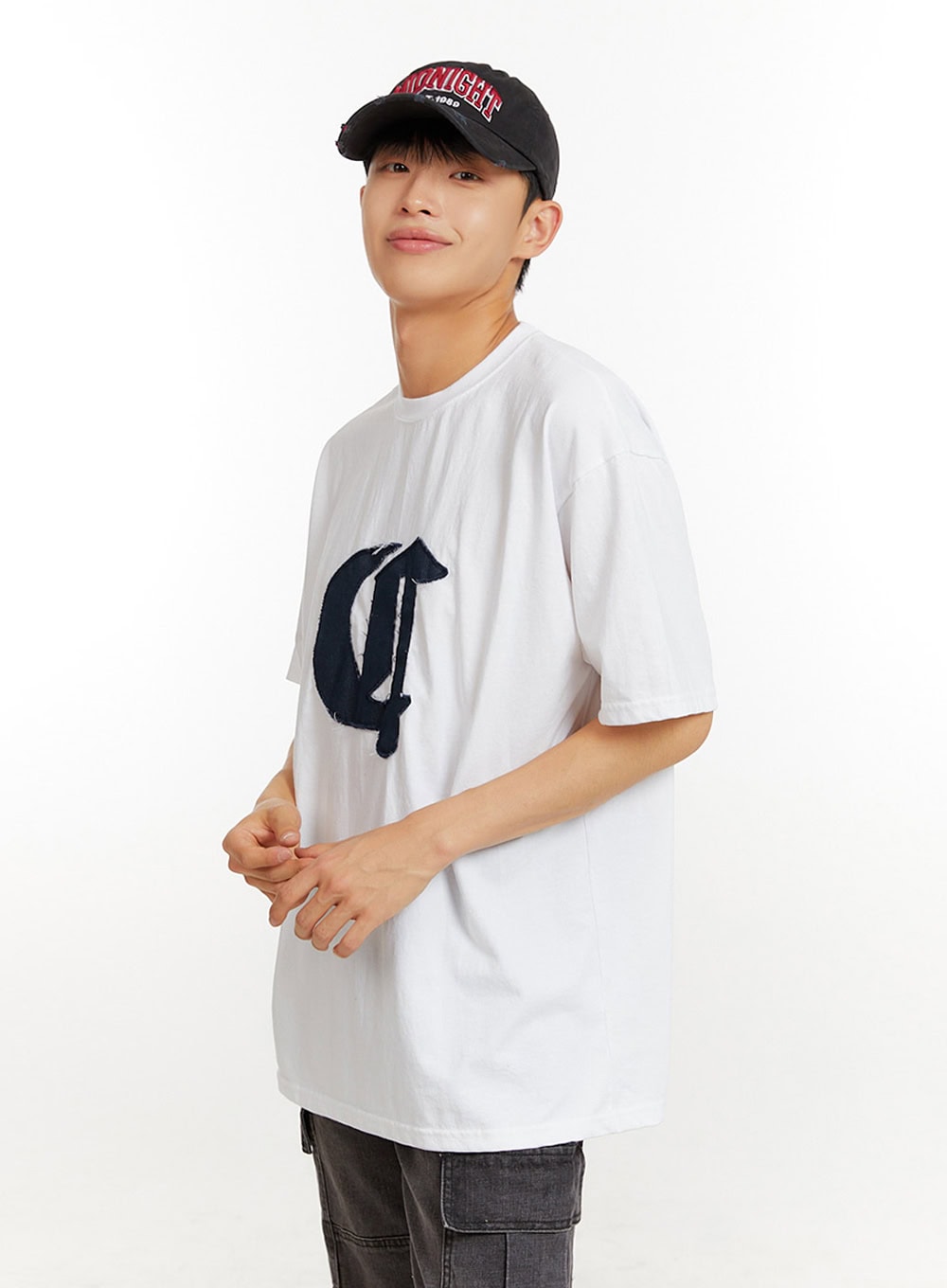 Men's Patchwork Graphic Cotton T-Shirt IU427