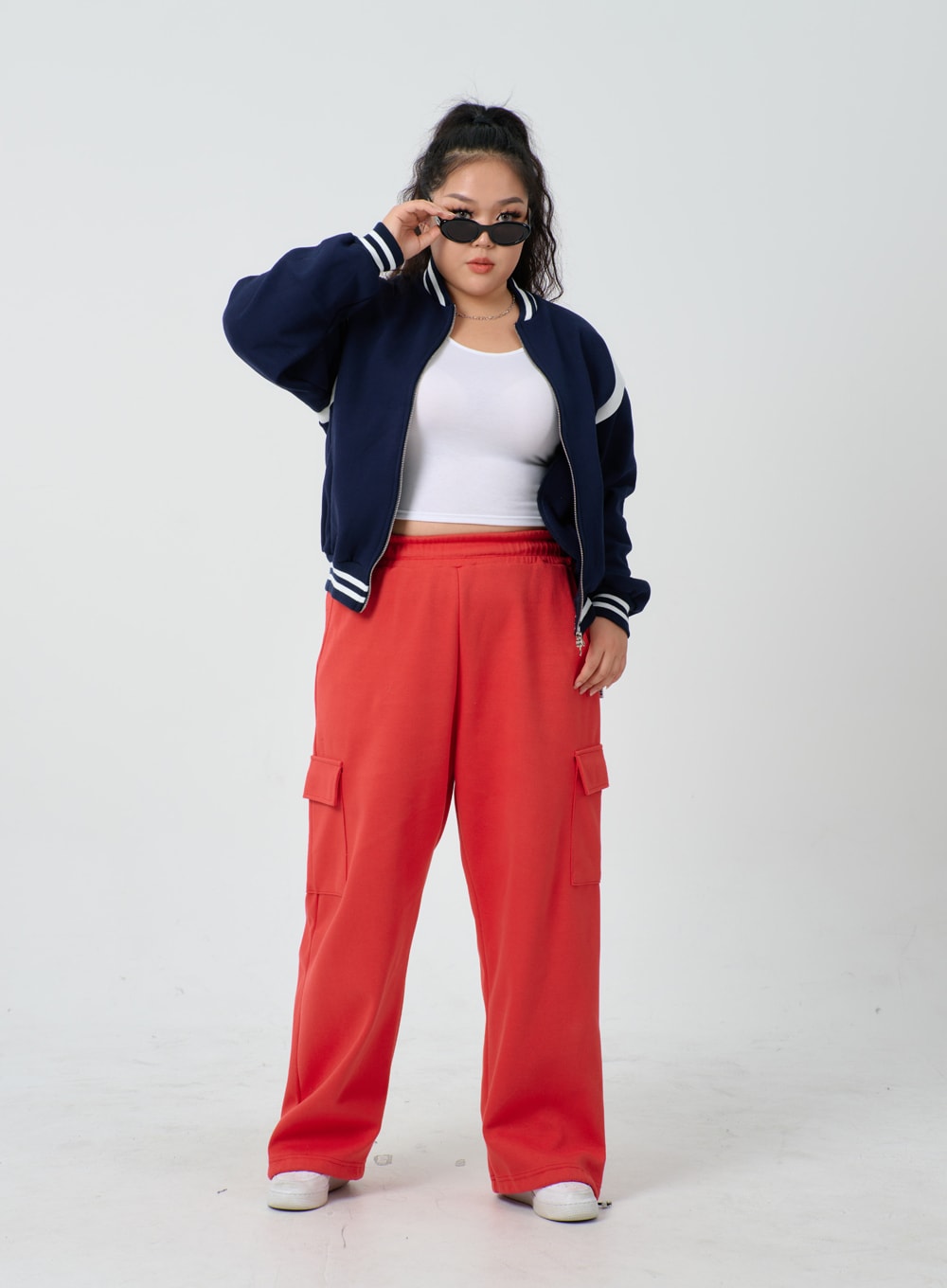 Plus Two Color Zipper Sweatshirt ID27