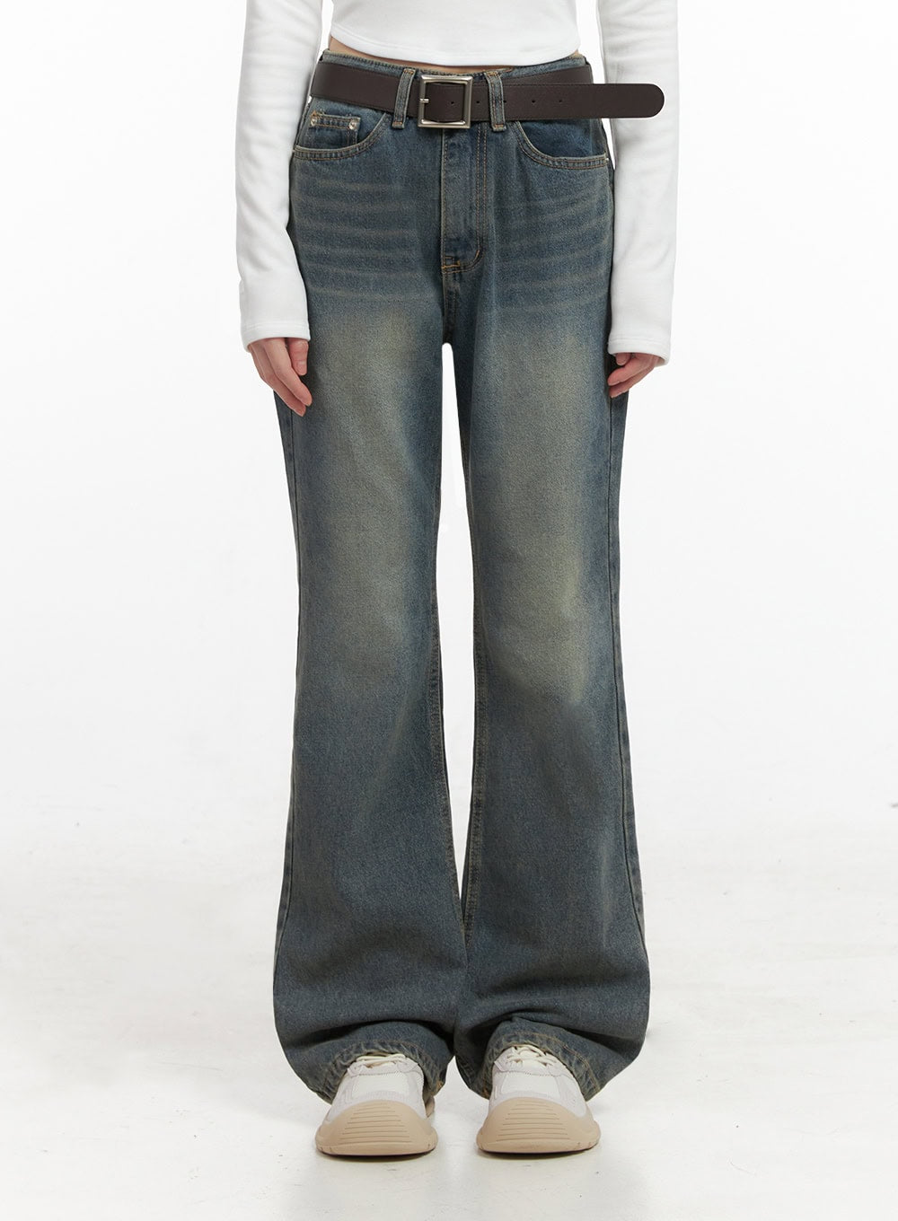 Asher Slimline Washed Bootcut Jeans ID402