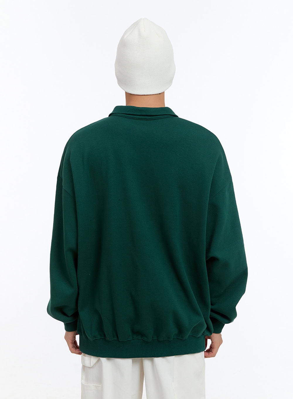 Men's Classic Cotton Half-Zip Graphic Hoodie (Green) IS413