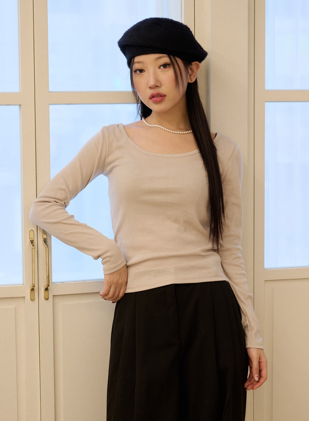 Long Sleeve U-Neck Top OD327