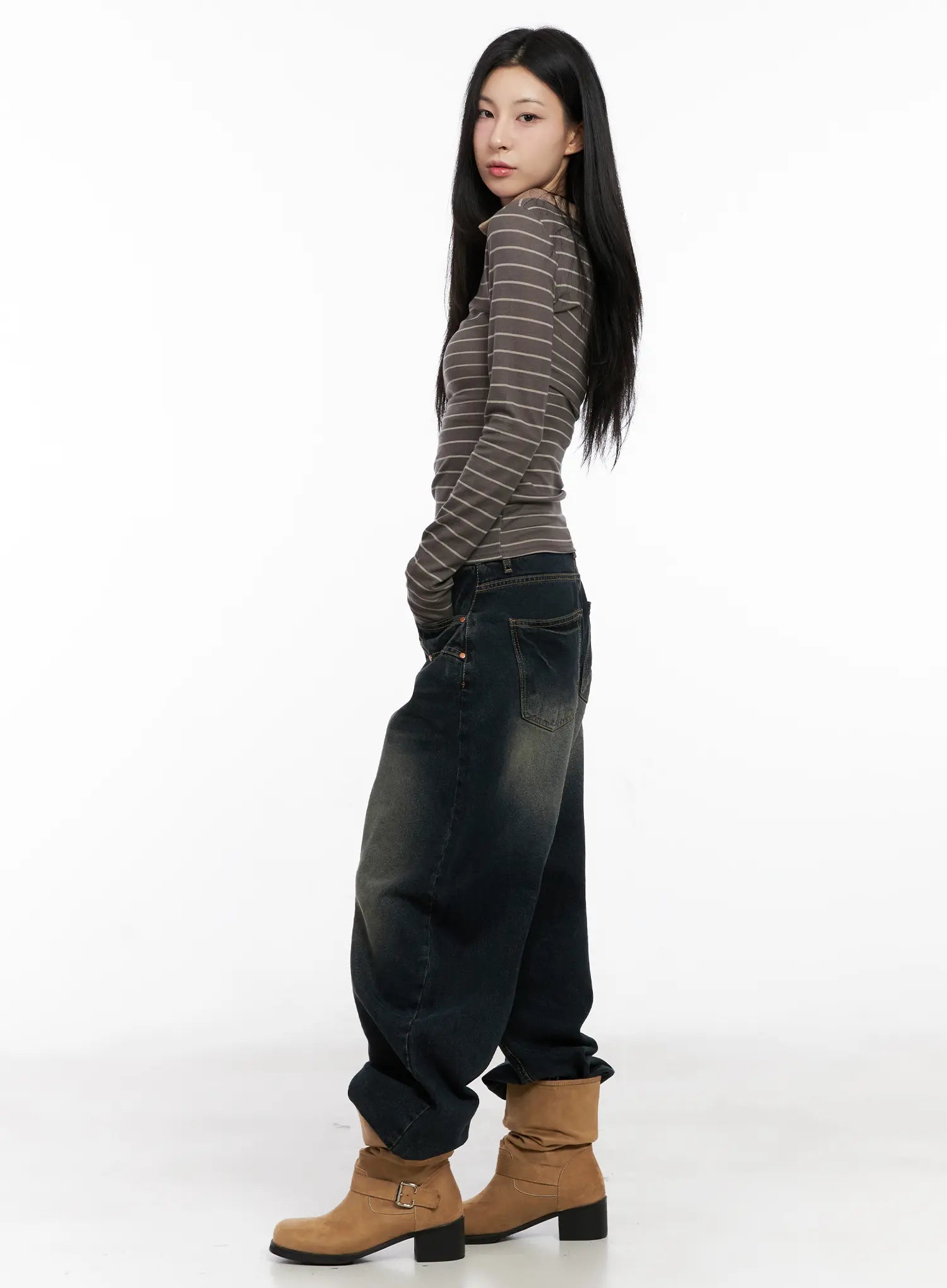 Striped Contrast Long-Sleeve Top CS504