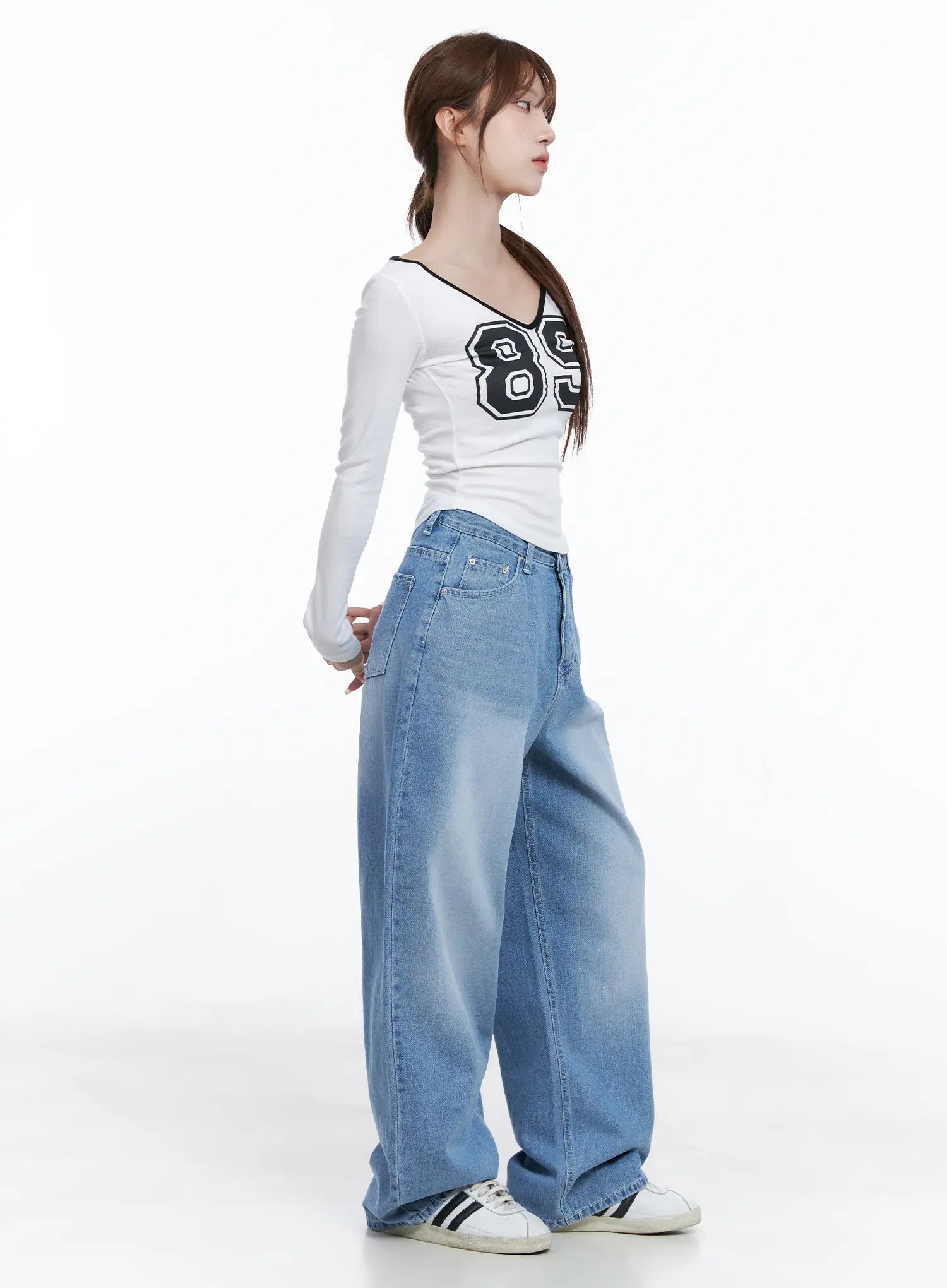 V-Neck Number 89 Long Sleeve Tee CG529