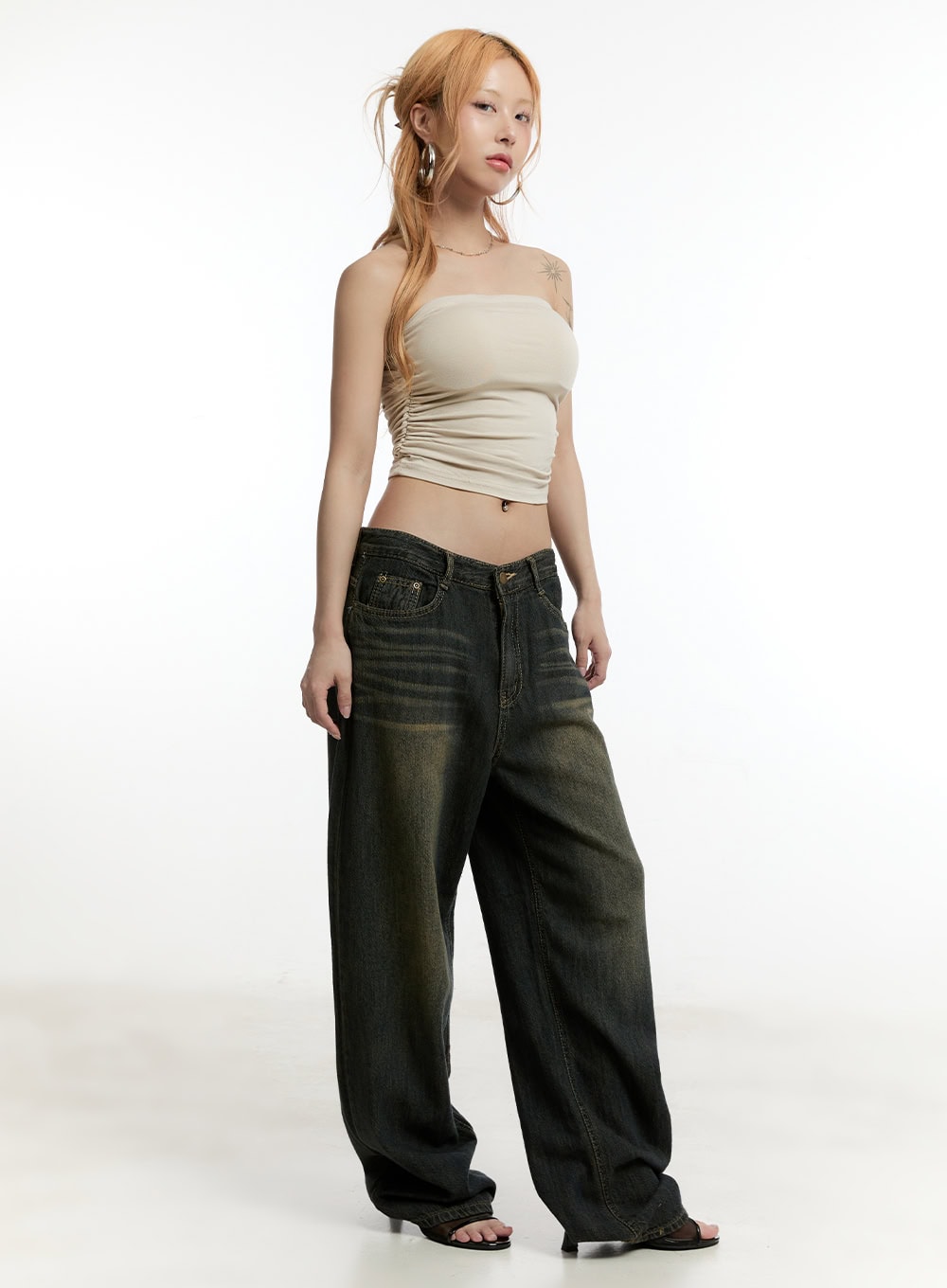 Caty Washed Wide-Leg Jeans CY506