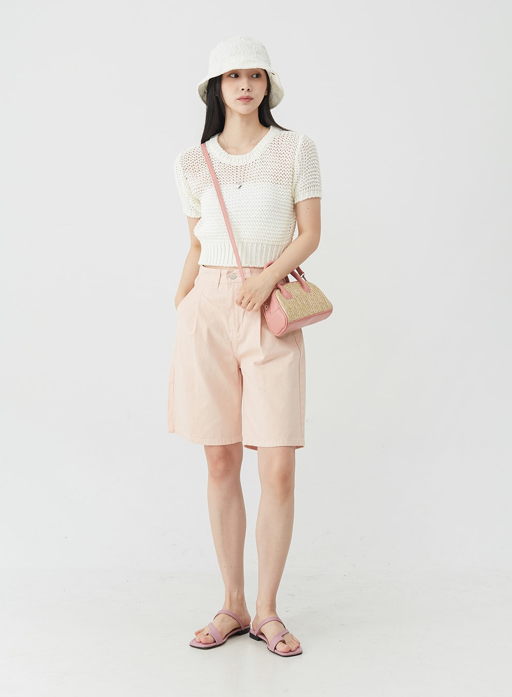 Pintuck Cotton Long Shorts OJ30