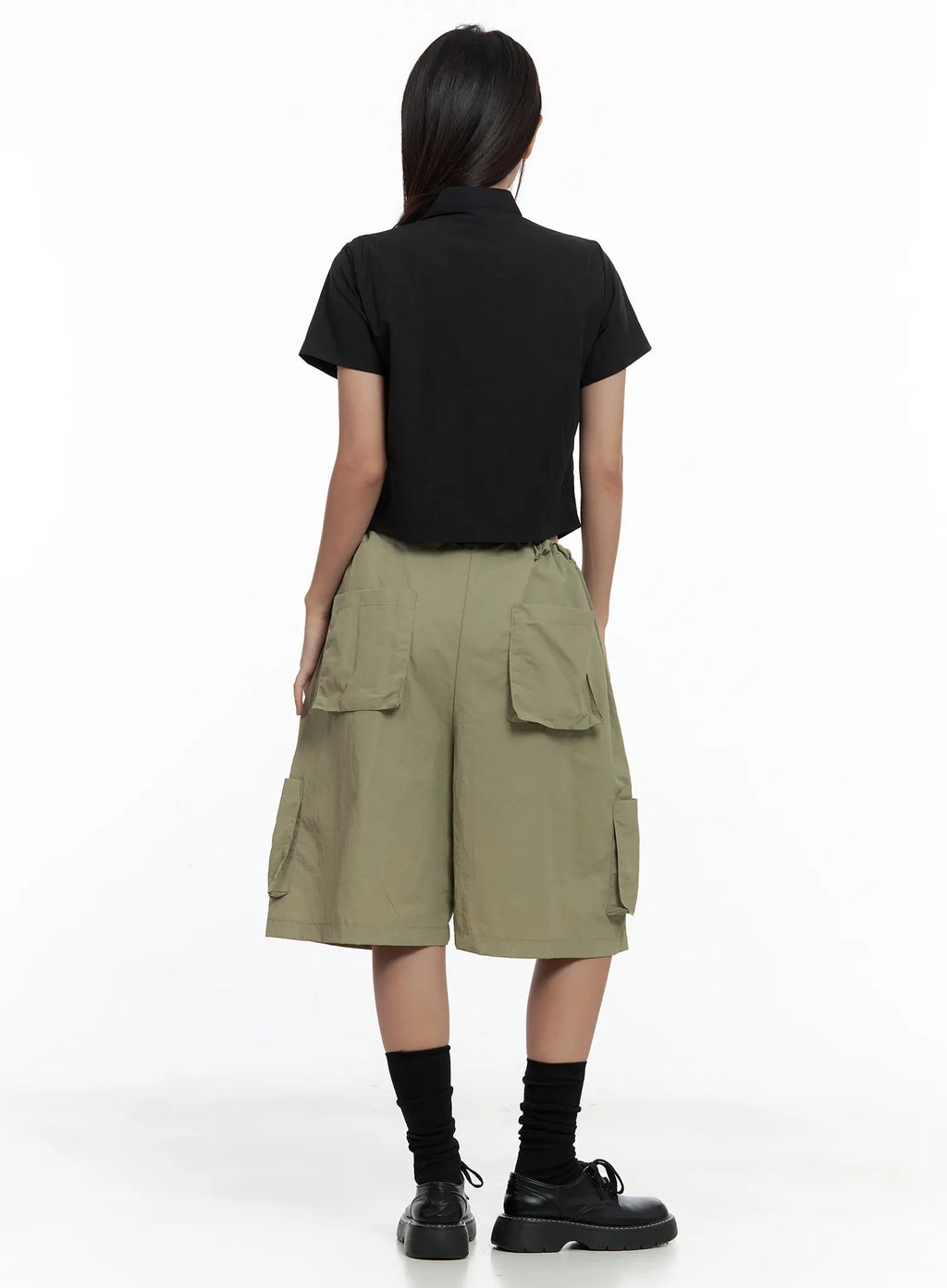 Shirred Zip Nylon Short-Sleeve Jacket CL509