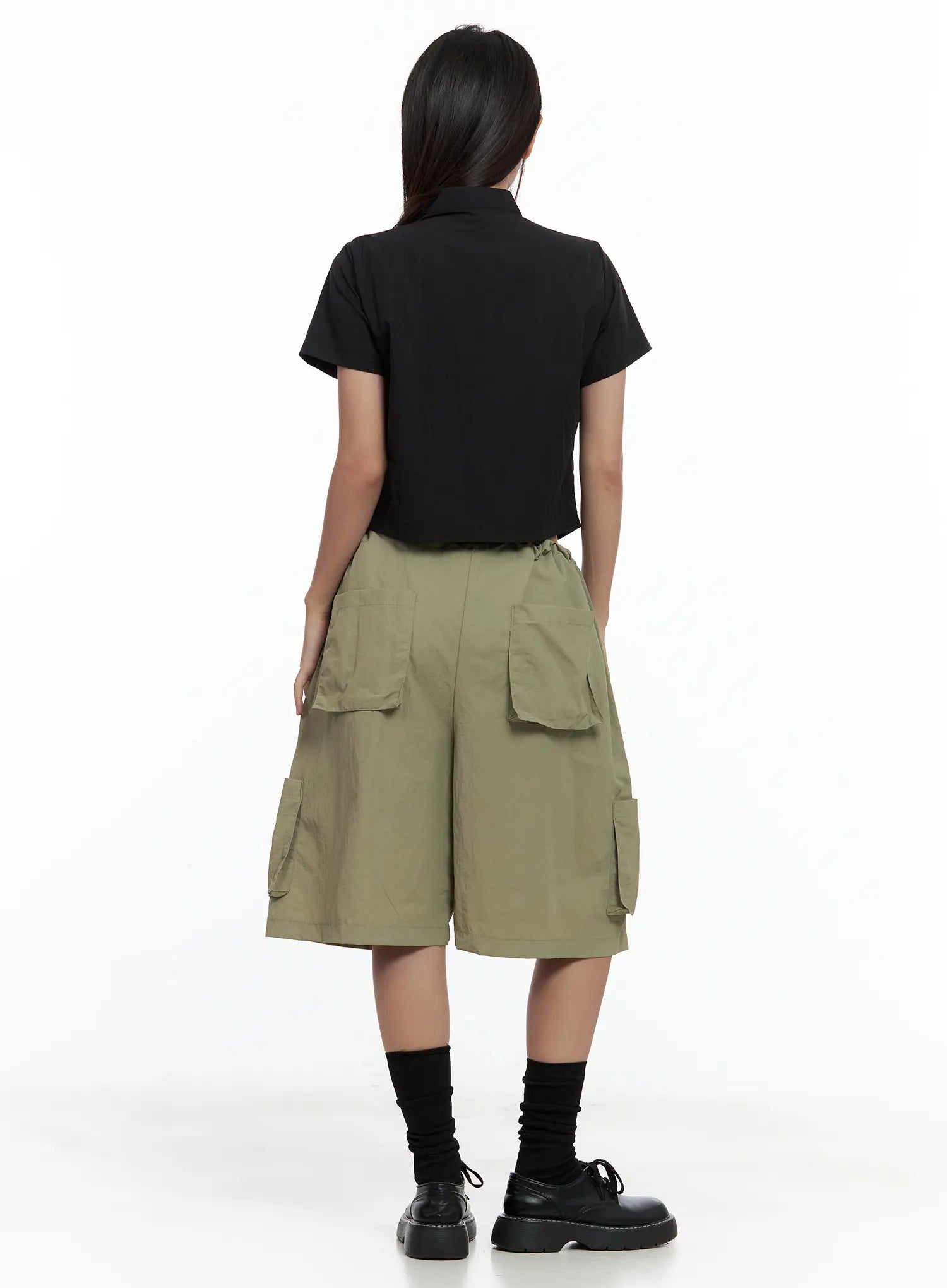 Shirred Zip Nylon Short-Sleeve Jacket CL509