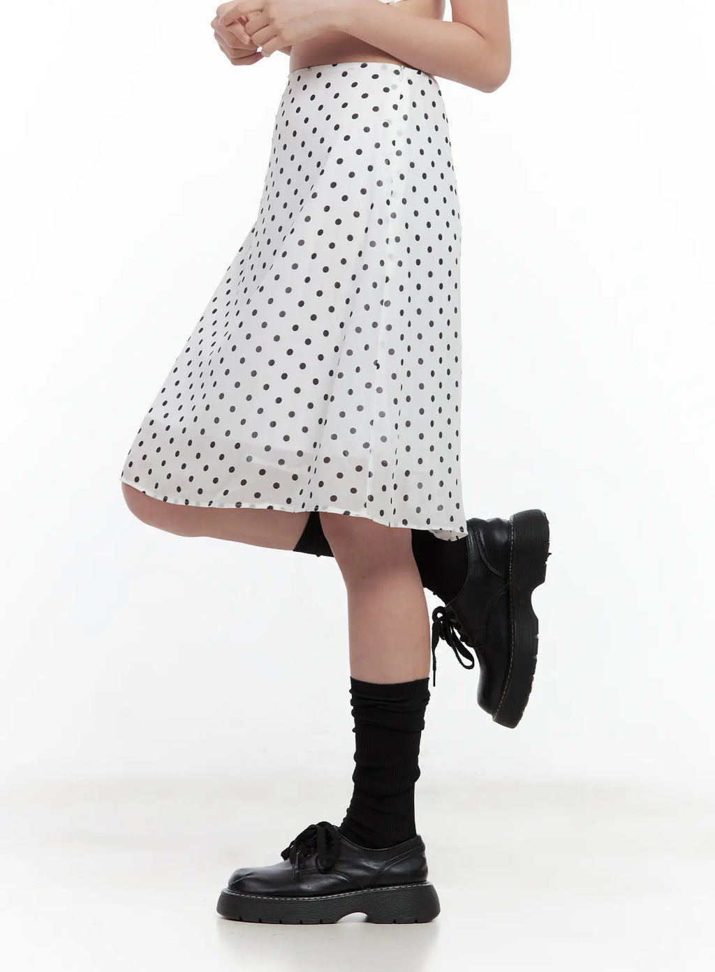 Polka Dot Double-Layered Midi Skirt CL502