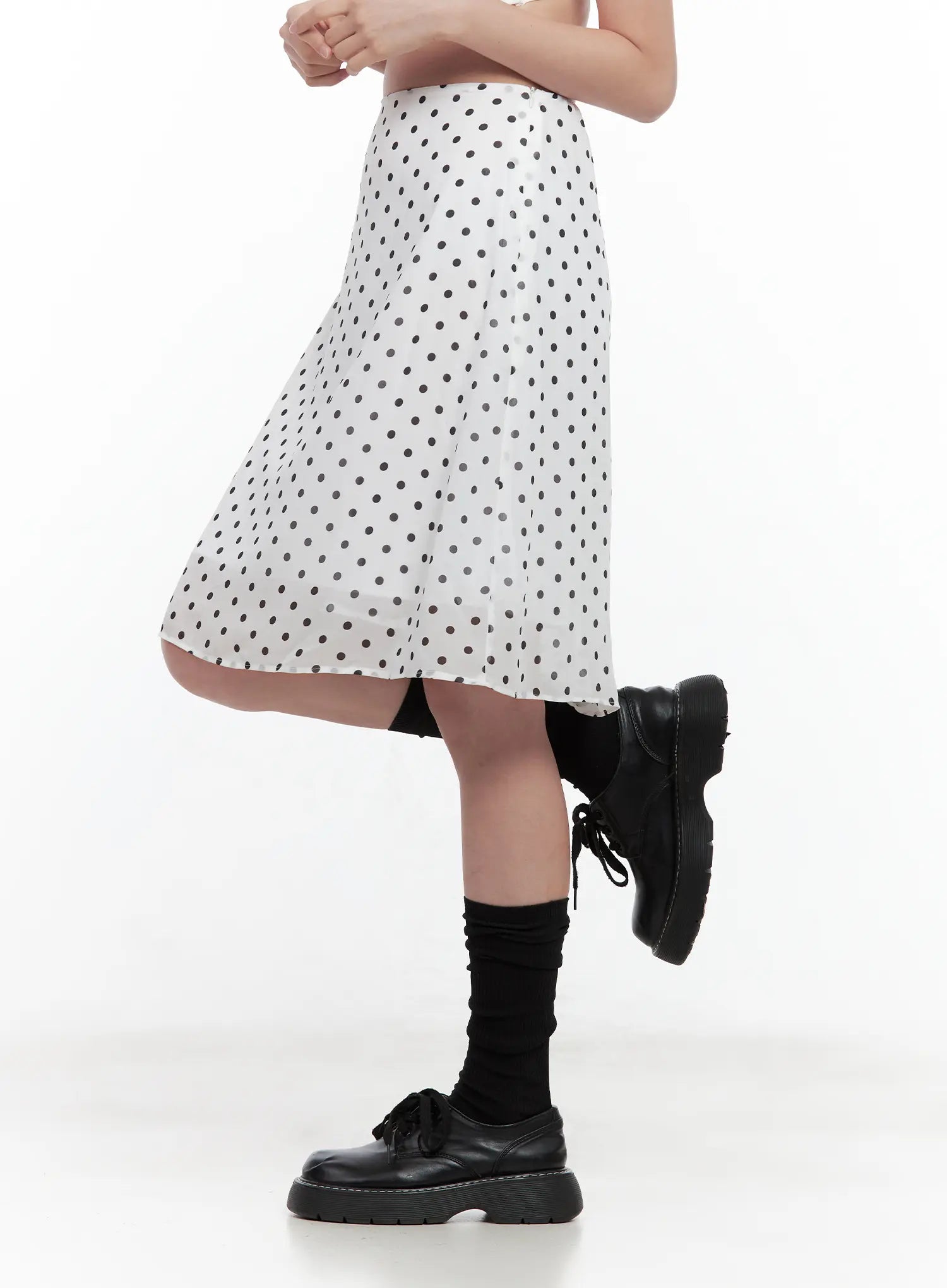 Polka Dot Double-Layered Midi Skirt CL502
