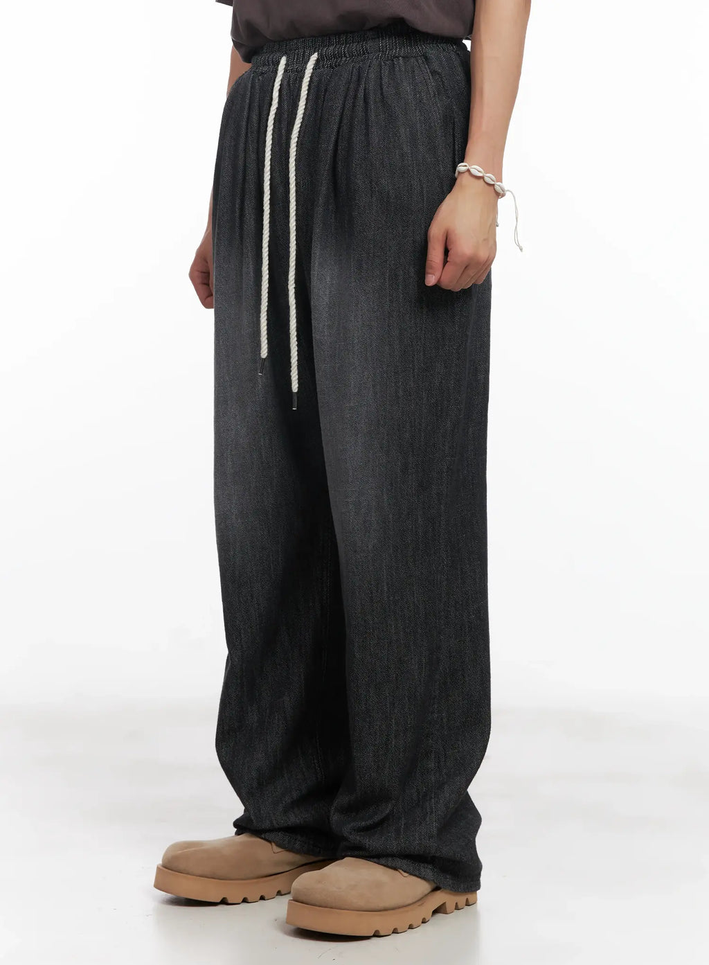 Men's Adjustable Linen Denim Pants (Black) IU518