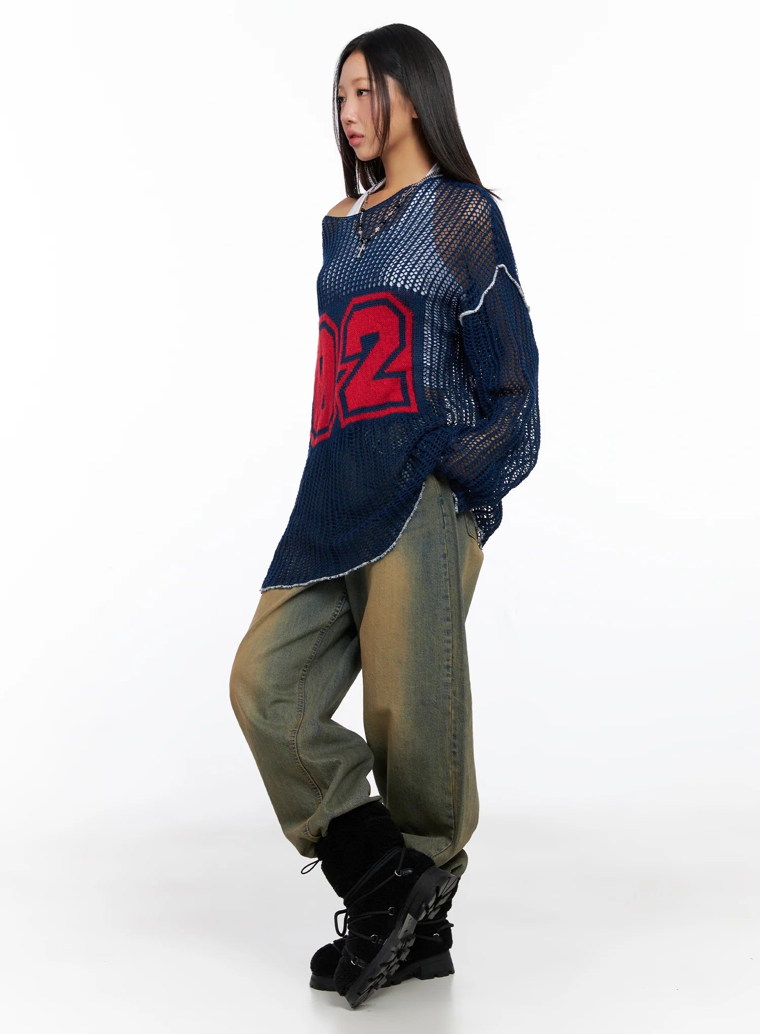 Mesh Knit Loose Fit Sweater CO515