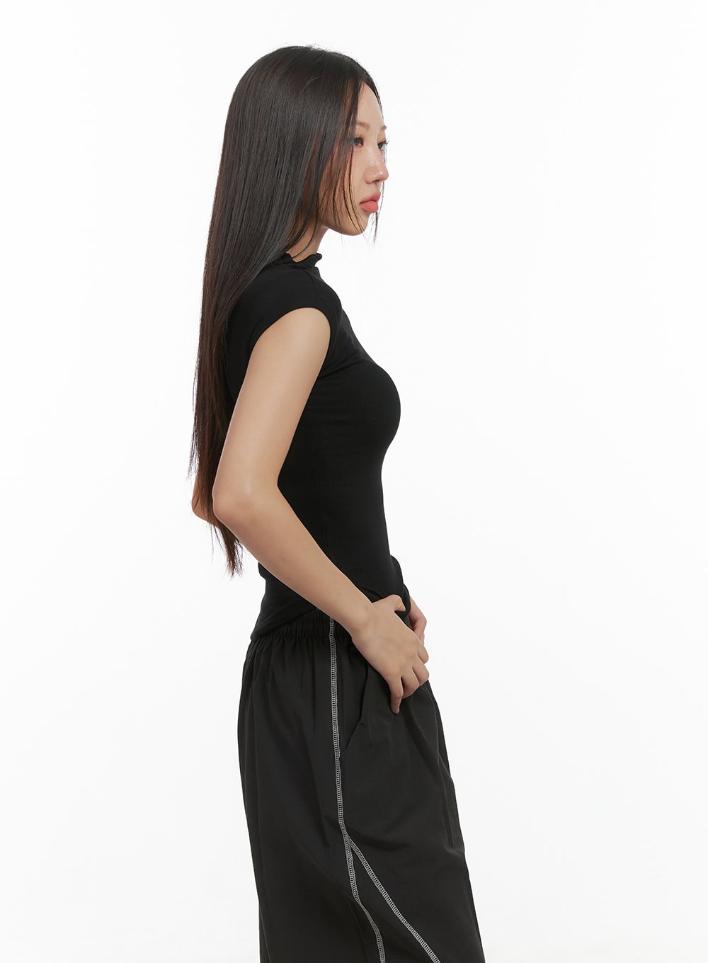 Slim Fit Turtle Neck Crop Top CO402