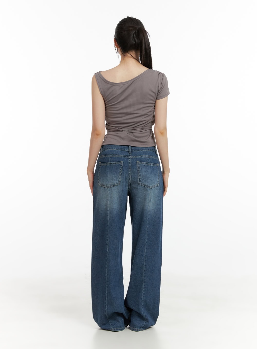 Low-Rise Washed Denim Baggy Jeans CL422
