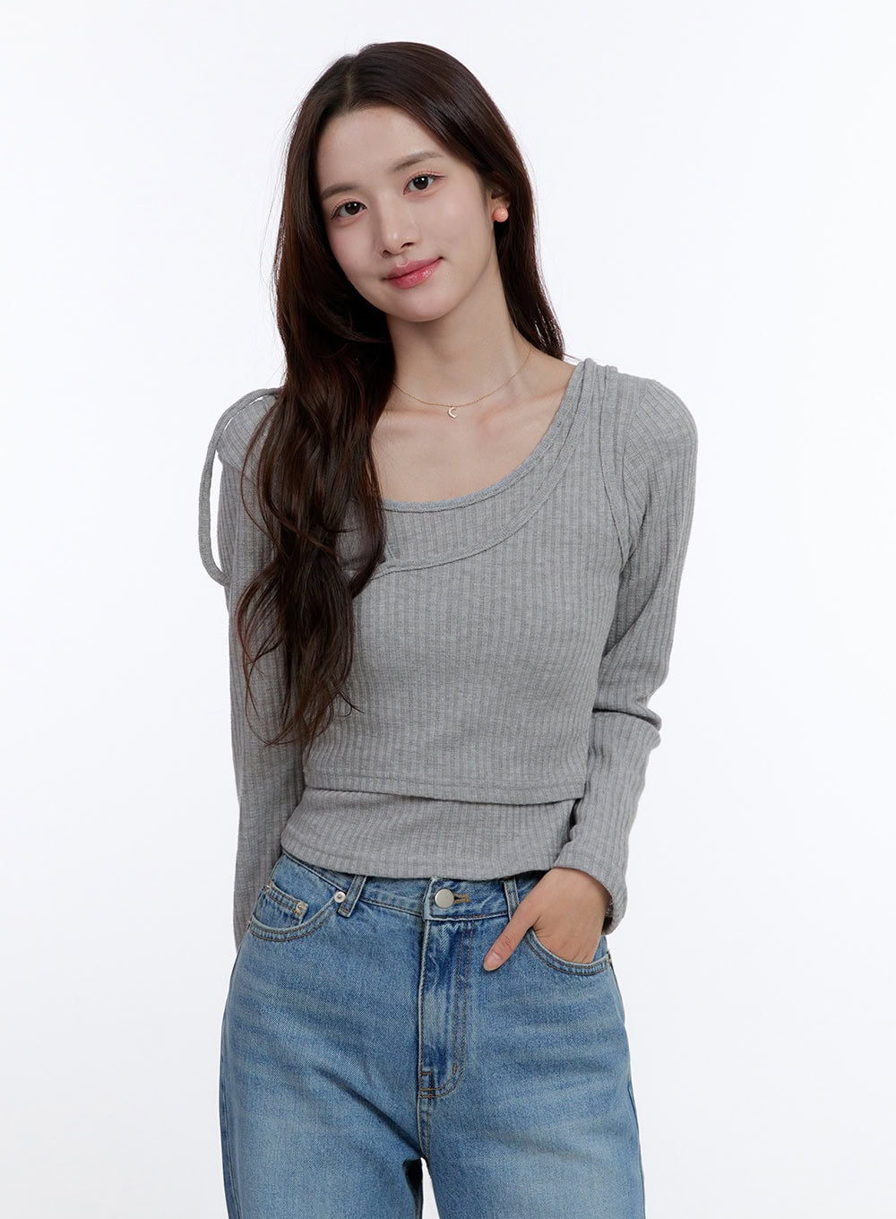 Slim Fit Strap Long Sleeve Set OO407