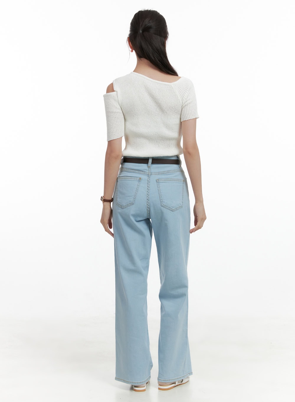 Washed Low Rise Loose Straight Jeans OL416