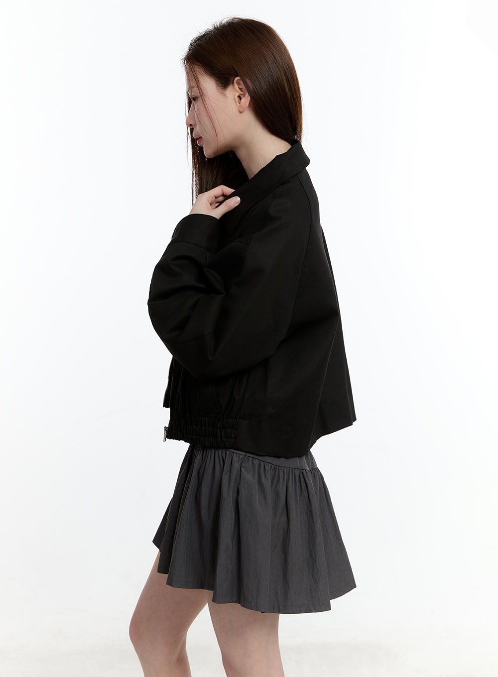 Zip-Up Collared Cropped Jacket CM521