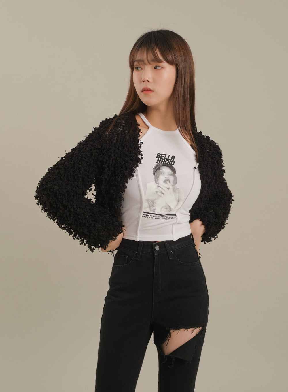 Cut Out Halter neck Long Sleeve T Shirt