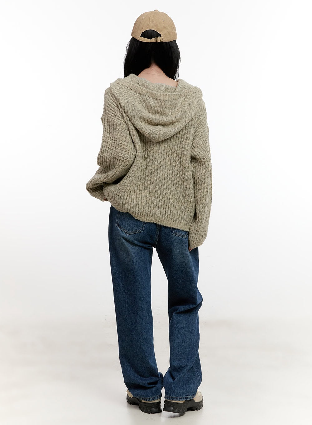Oversized Cable Knit Hooded Cardigan CF527