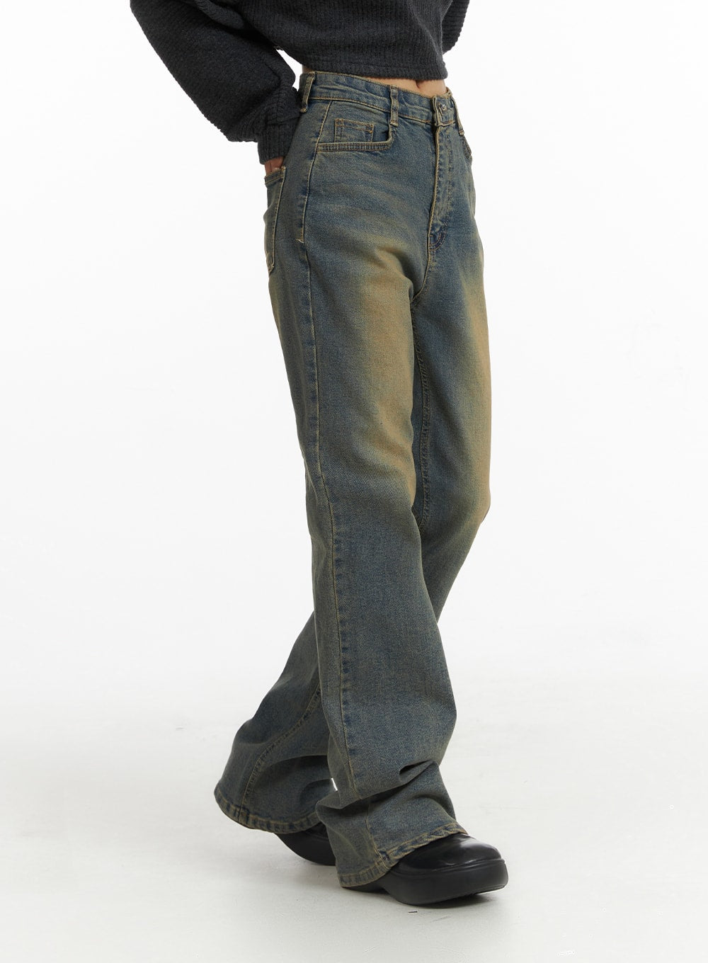 Washed Slim Fit Bootcut Jeans CJ431