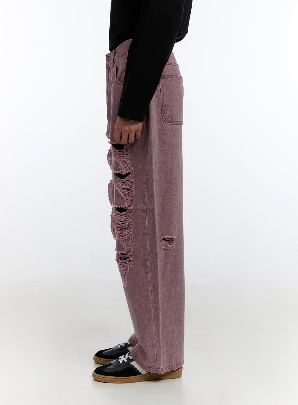 Men's Distressed Wide Leg Pants IO428