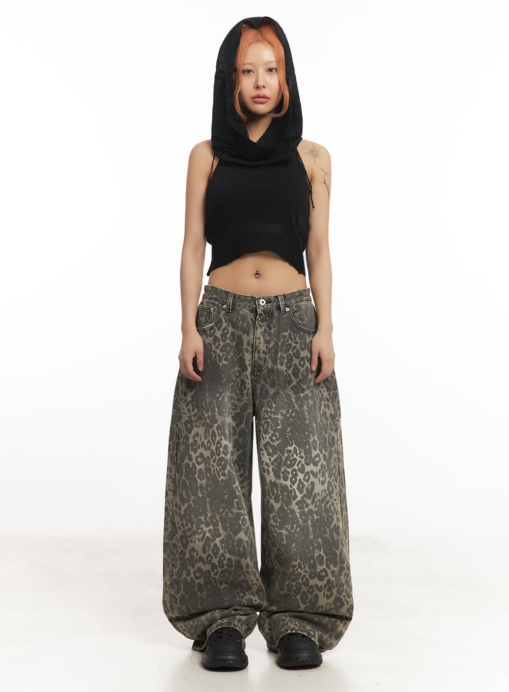 Knit Sleeveless Hooded Crop Top IA517