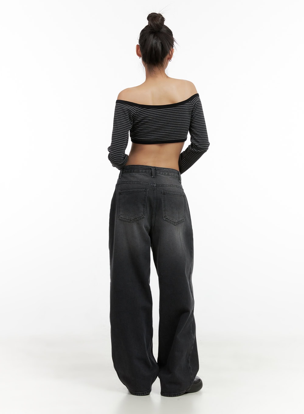 Delilah Pin-Tuck Washed Denim Baggy Jeans CO424