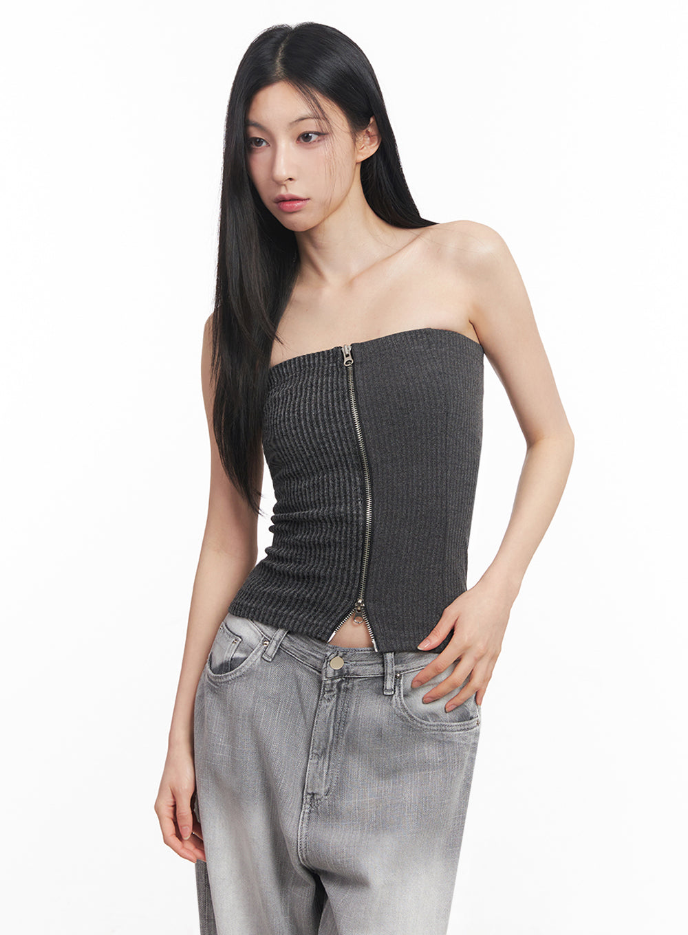 Zip-Up Tube Top IY516
