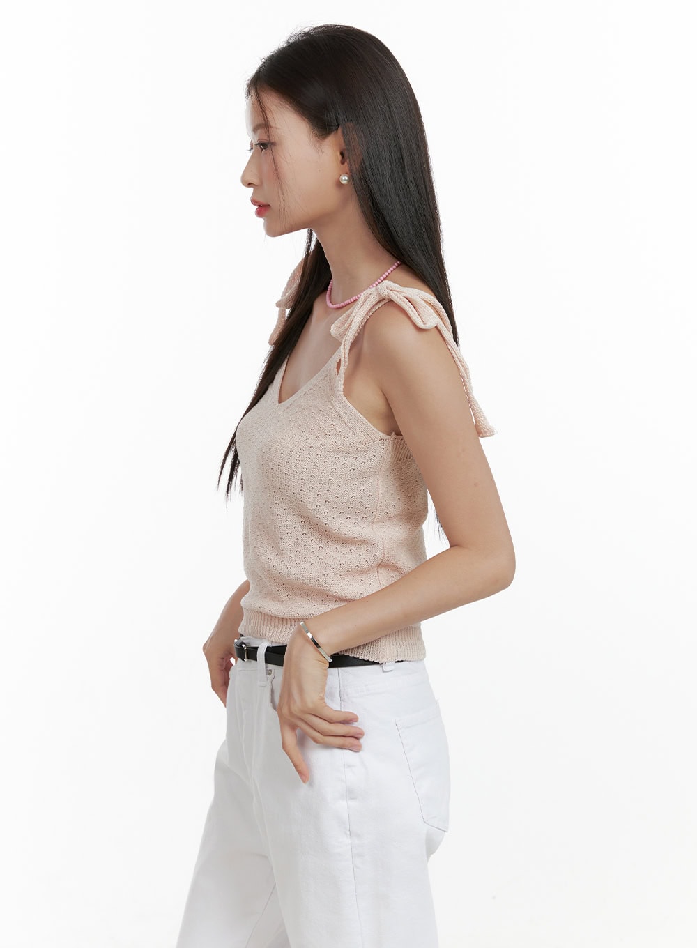 Ribbon Strap Sleeveless Knit Top OL411