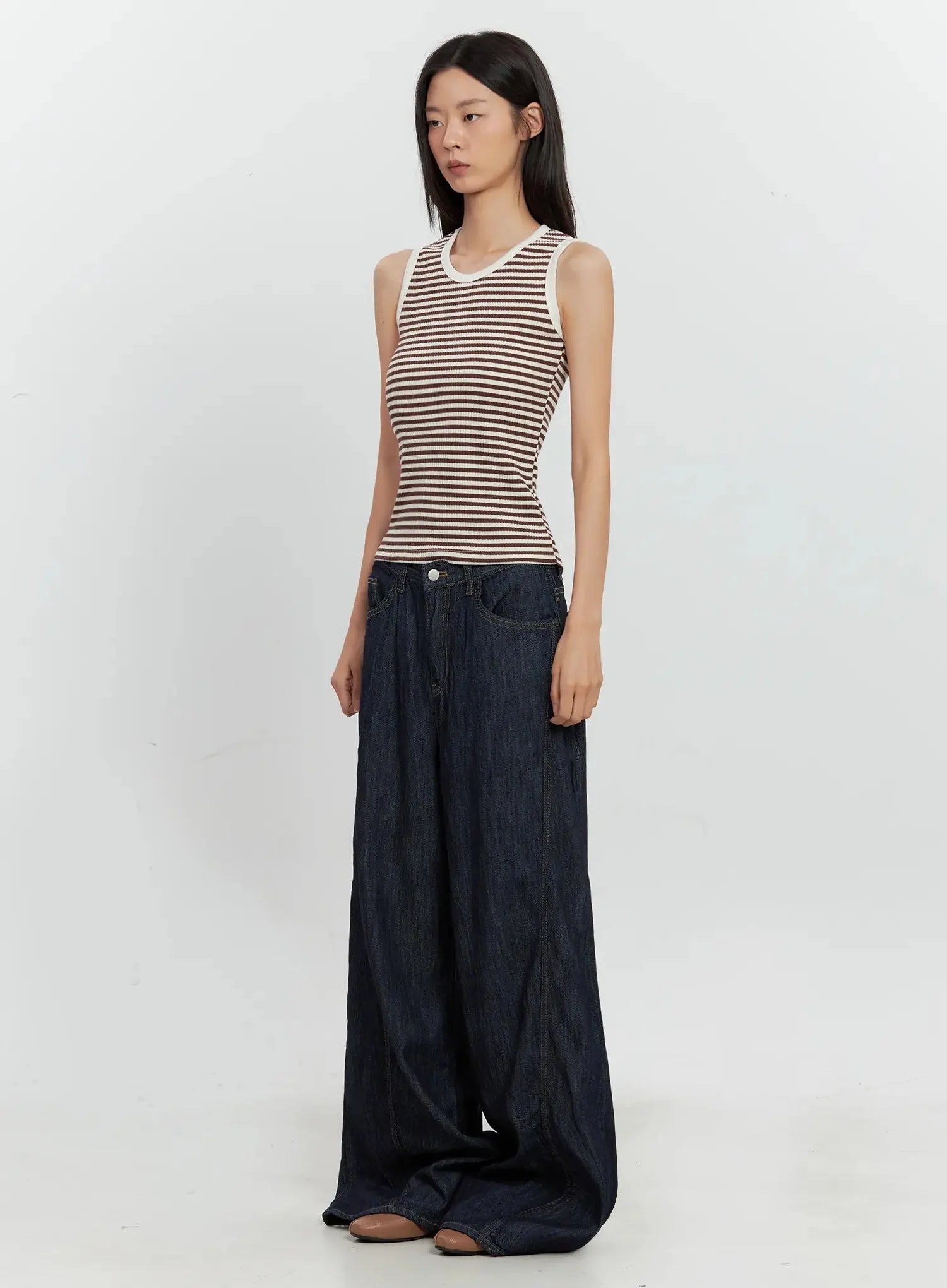 Striped Knit Tank Top IL528