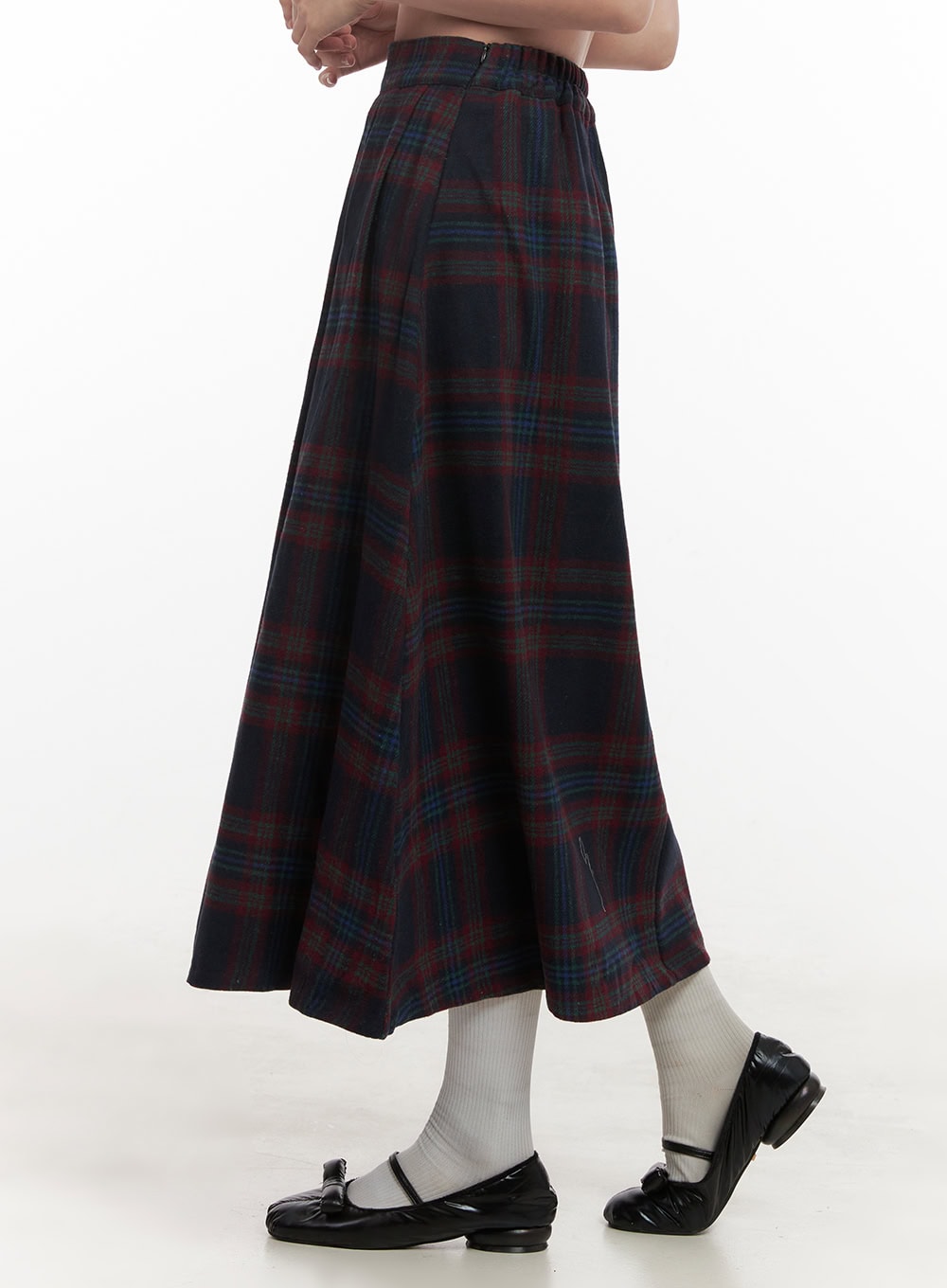 Wool Blend Checked Maxi Skirt OD418