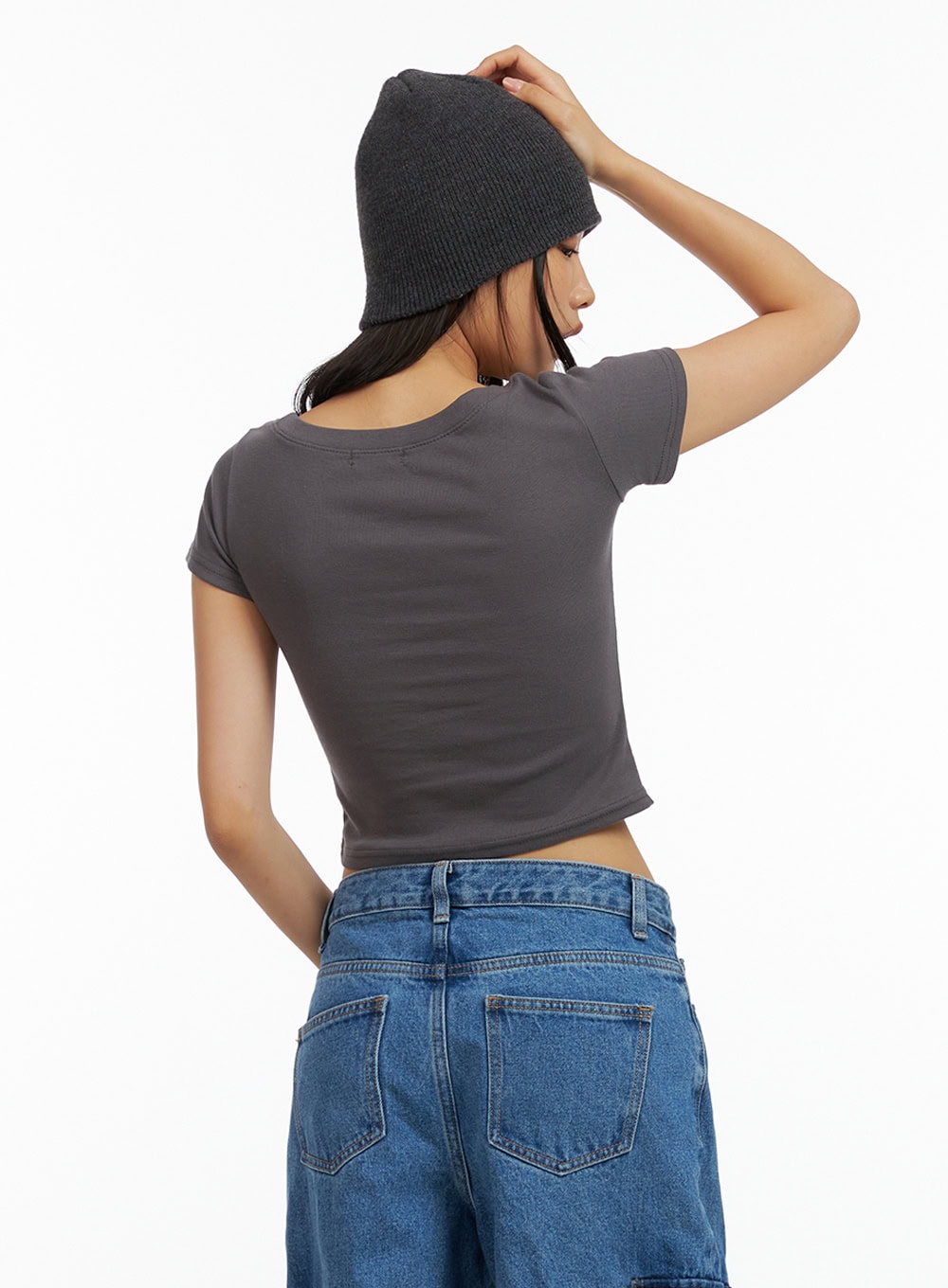 Basic V-Neck Crop Tee IL409