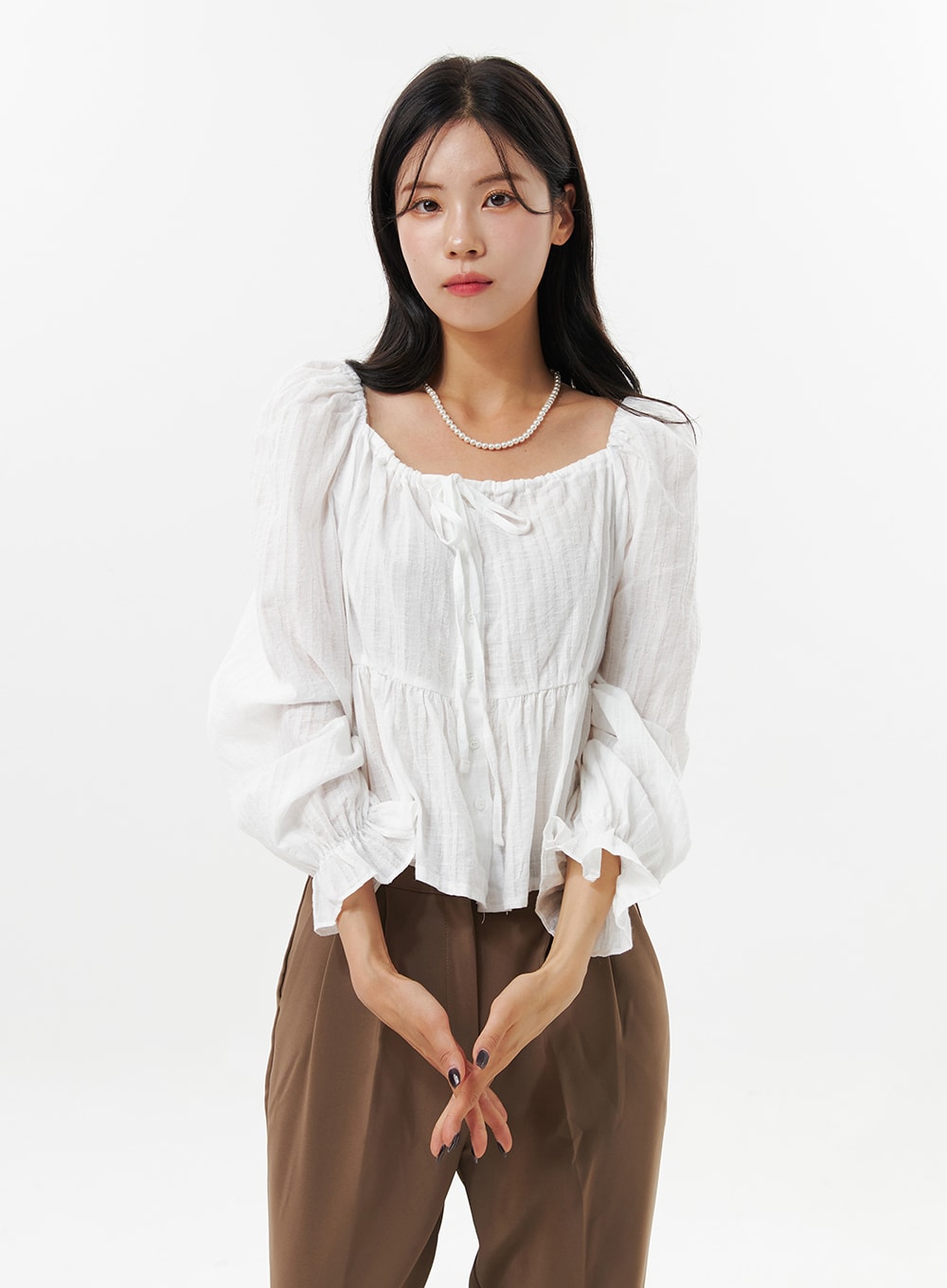 Ruffled Square Neck Blouse OO312