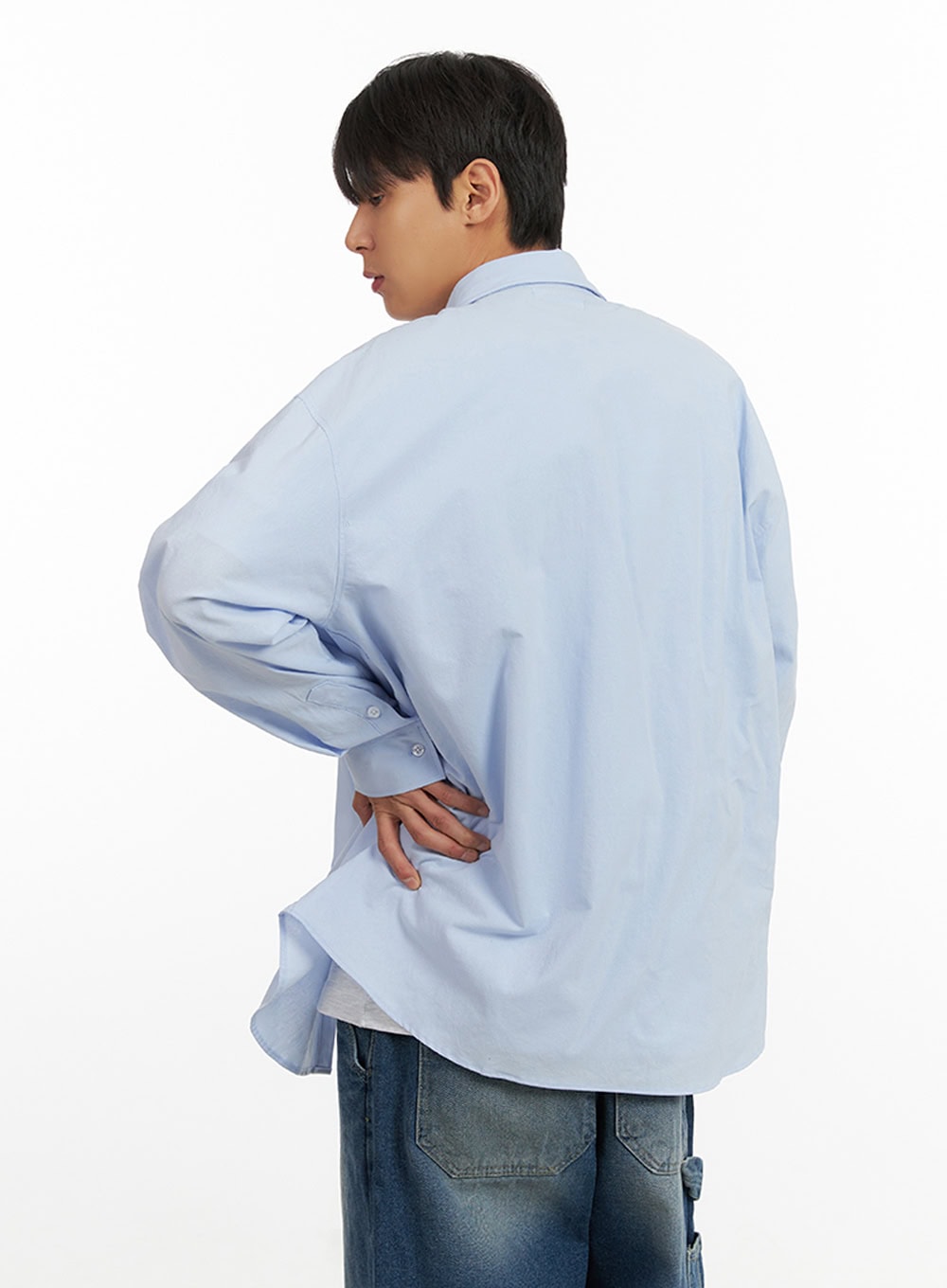 Men's Oversized Cotton Buttoned Shirt IU418