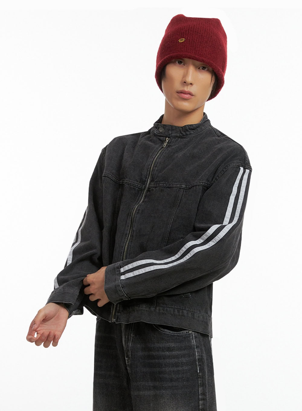 Men's Striped Button Denim Jacket IO417