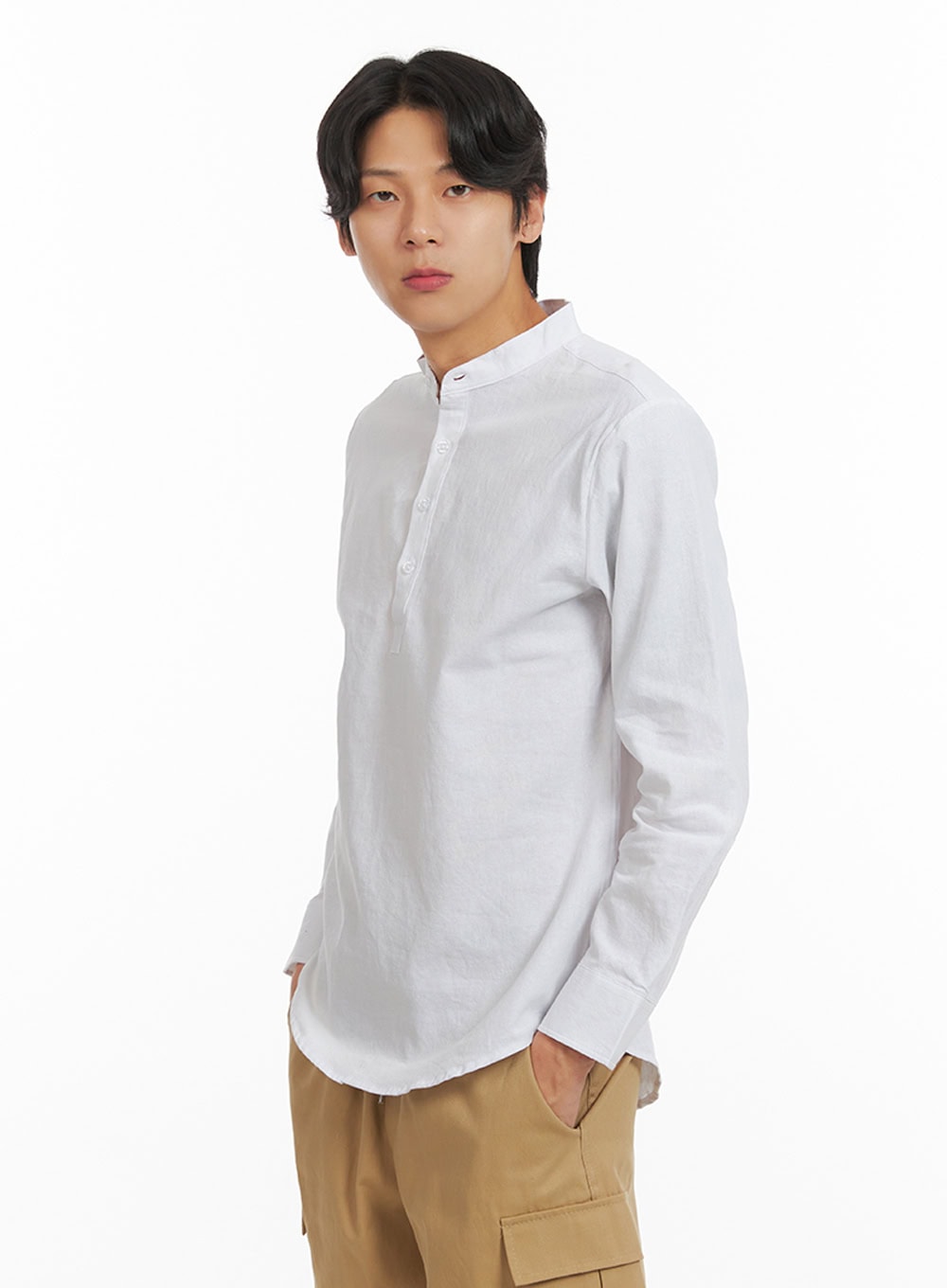Men's High Collar Buttoned Shirt IY424