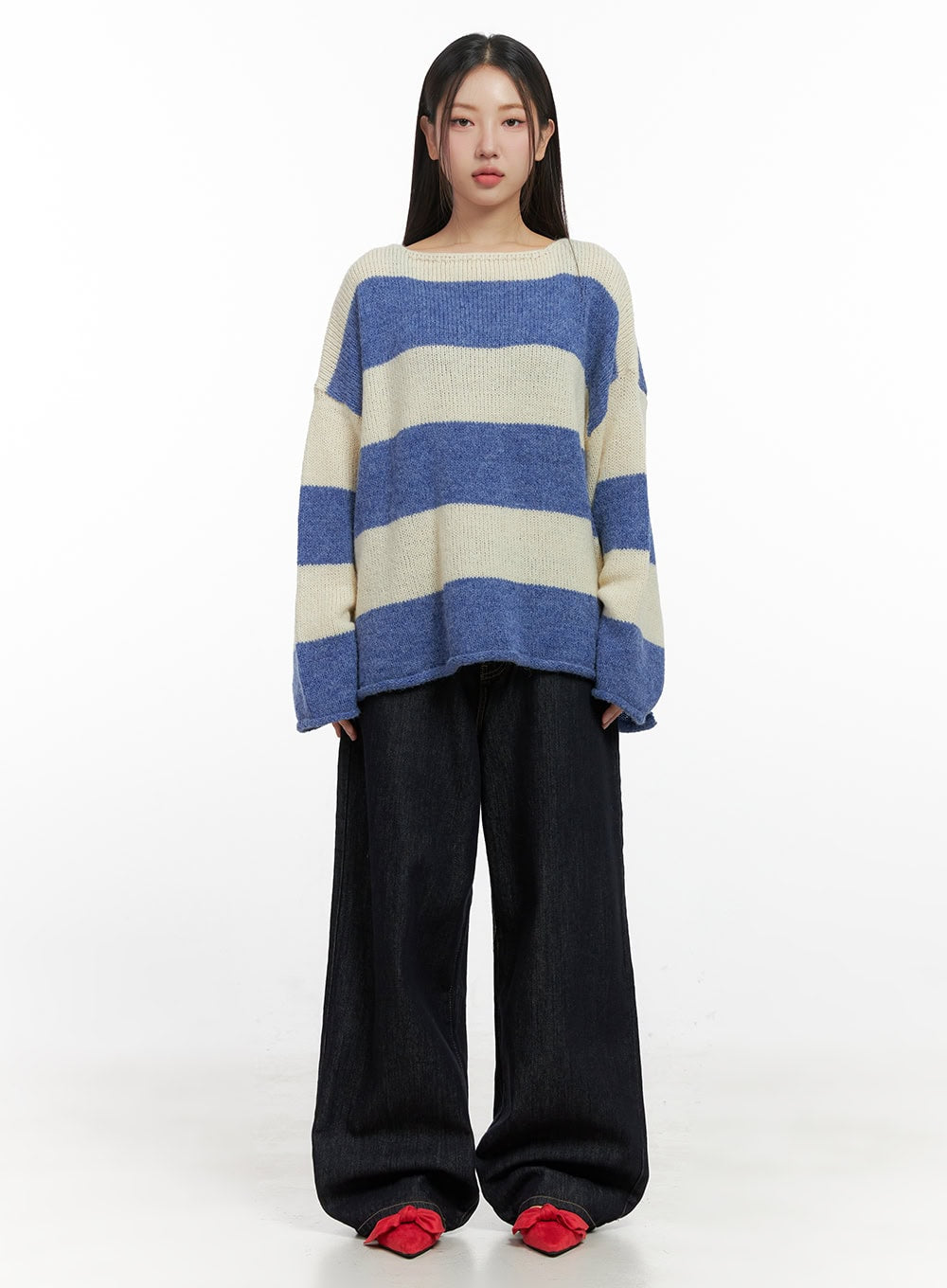 Oversize Stripe Wool Sweater IN415